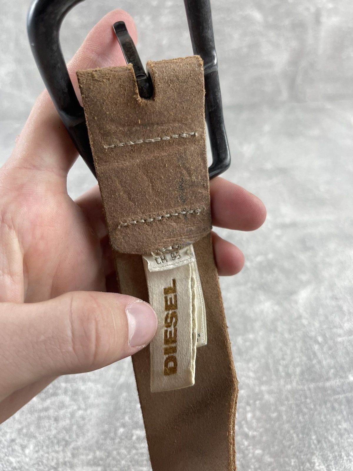 Diesel × Vintage Diesel Italy Y2K Brown Leather Belt with Black Buckle Logo Size ONE SIZE - 5 Thumbnail