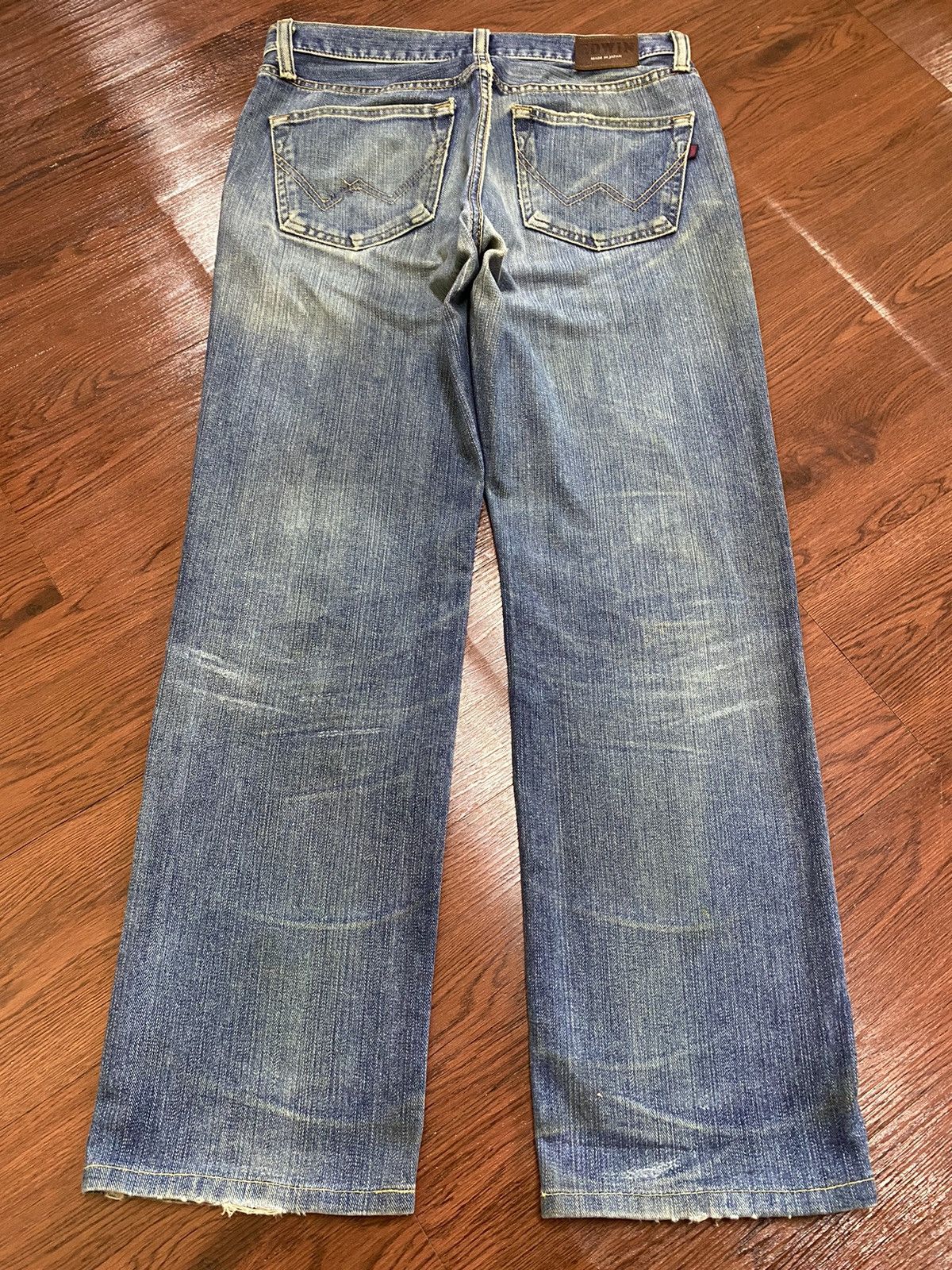 Japanese Brand Vintage Edwin503 Blue Wash Distressed Loose Jeans Size US 31 - 2 Thumbnail