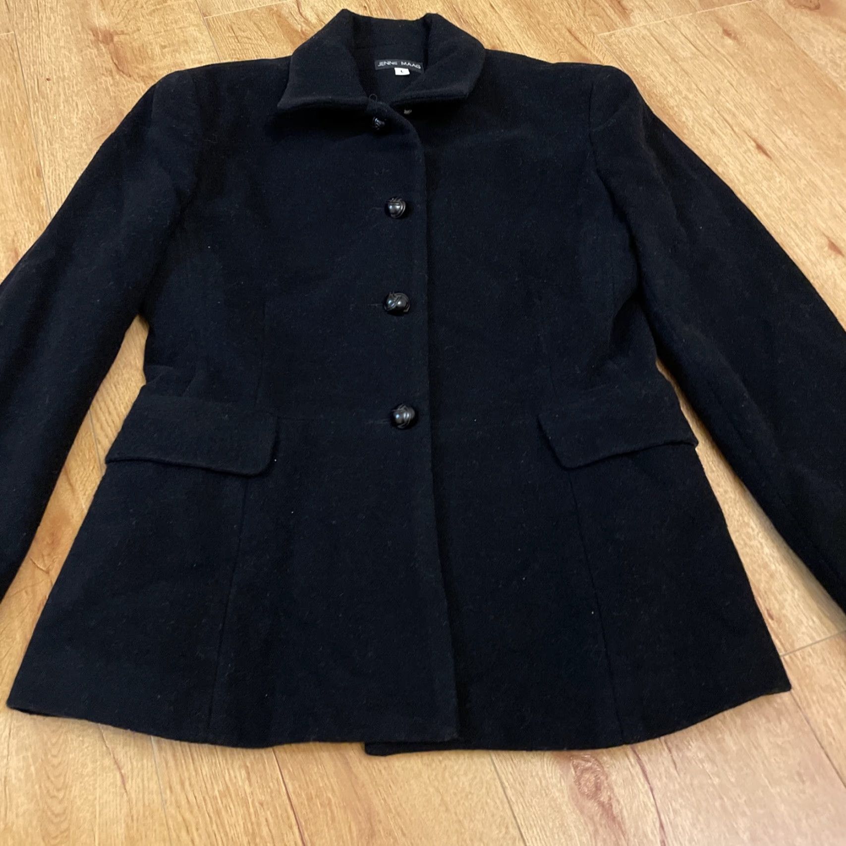 Vintage VINTAGE Jenne Maag Black Wool Collar Button Down Long Sleeve Jacket Pea Coat L Womens Size L / US 10 / IT 46 - 3 Thumbnail