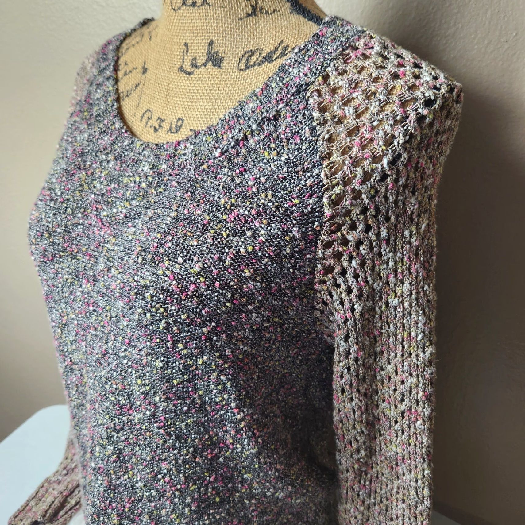 Rag & Bone rag & bone Confetti Open Knit Raglan Sleeve Pullover-Size M Women Knit Medium weight Round Neck Multicolor Size M / US 6-8 / IT 42-44 - 3 Thumbnail