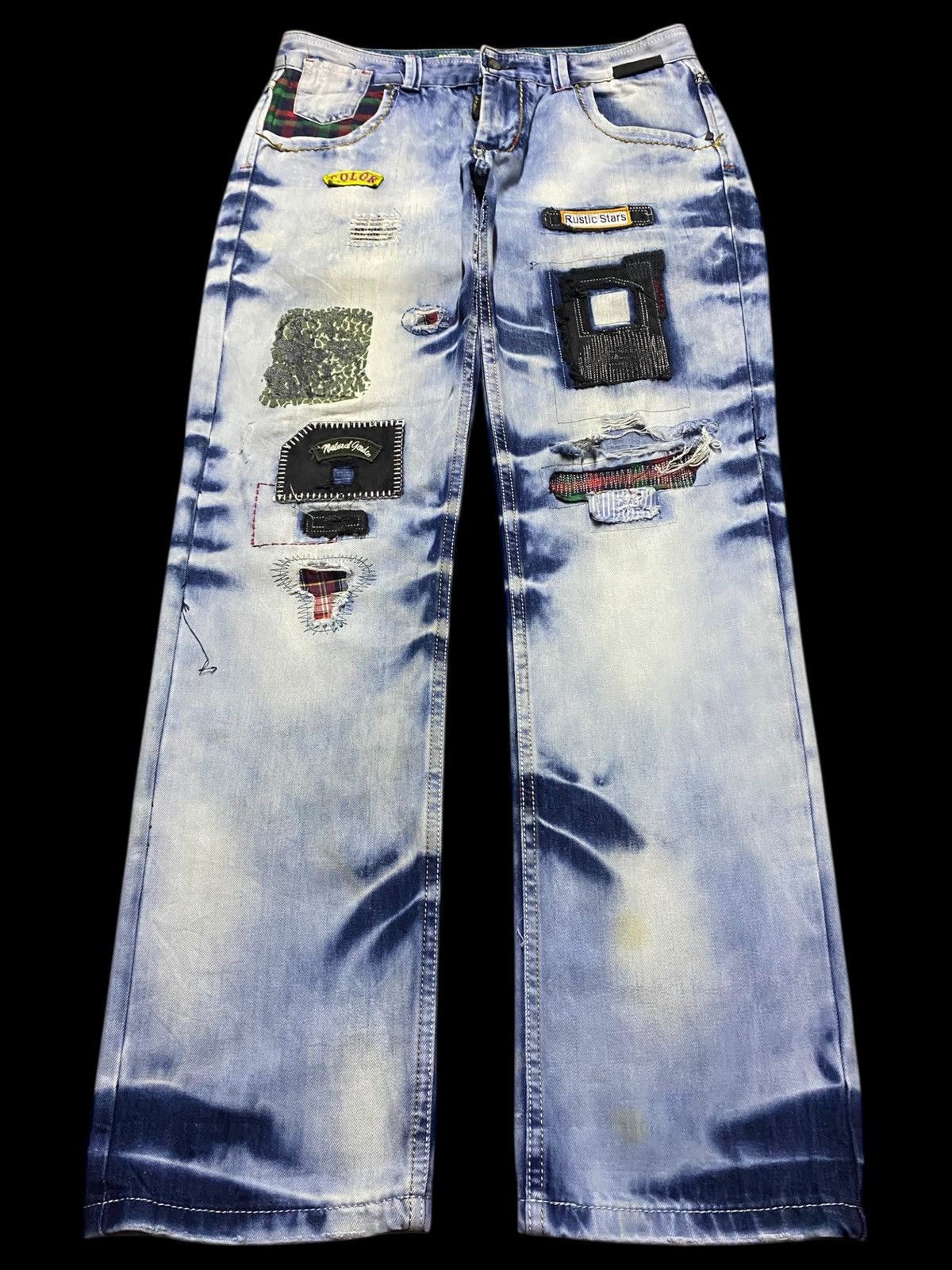 Dolce & Gabbana Vintage Custom Denim Patched Shashiko Boro Loose Jeans Size US 33 - 1 Thumbnail