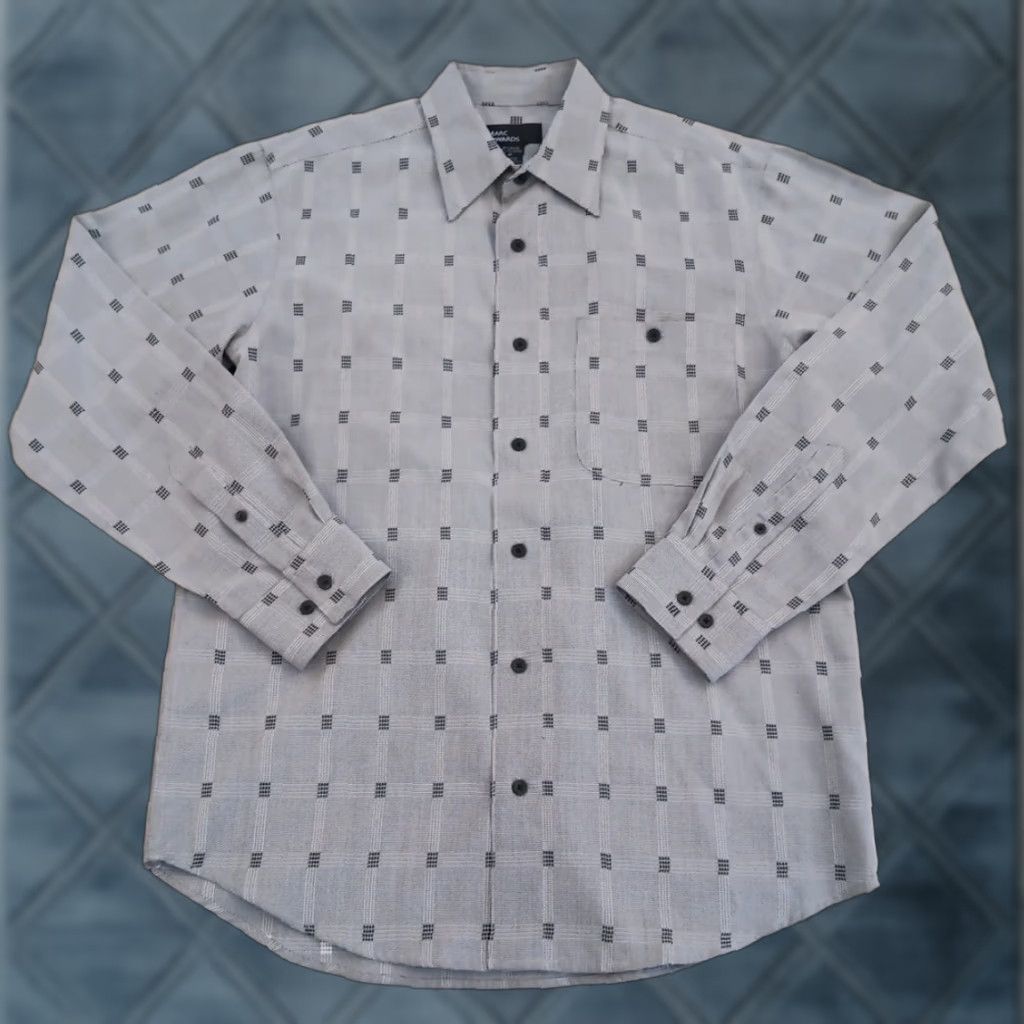 Marcs Marc Edwards Shirt Mens Medium Gray Black Geometric Long Sleeve Button Up Size US M / EU 48-50 / 2 - 1 Thumbnail
