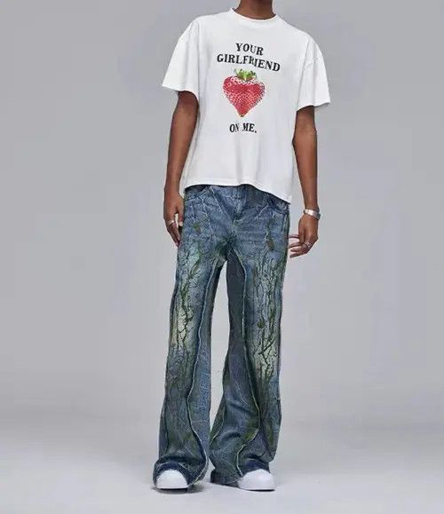 VIBE Water Ripple Heavy Duty Washed Distressed Jeans Size US 32 / EU 48 - 5 Thumbnail