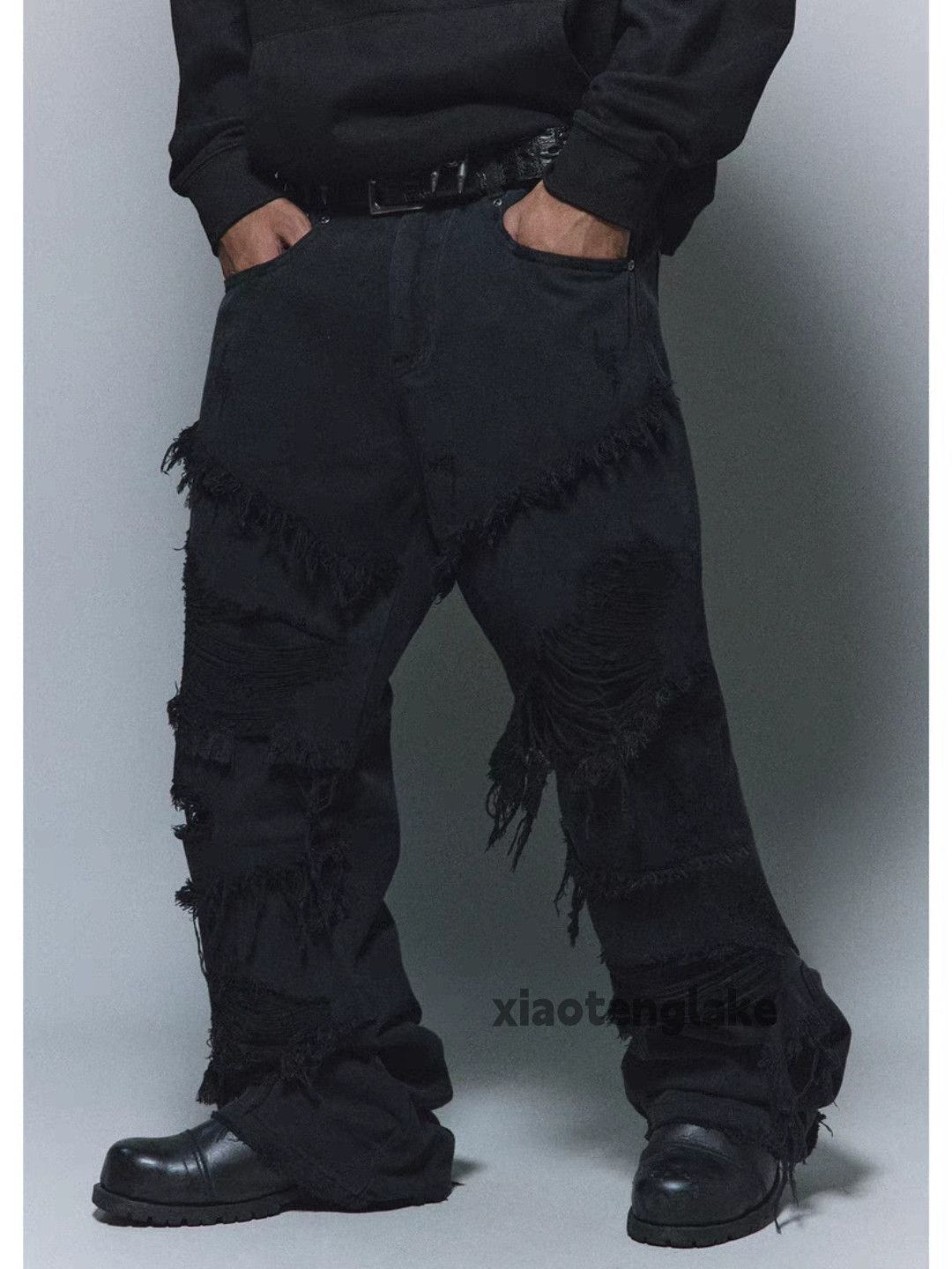 Jean × Vintage washed faded utility punk grunge hiphop ripped jeans Size US 36 / EU 52 - 5 Thumbnail