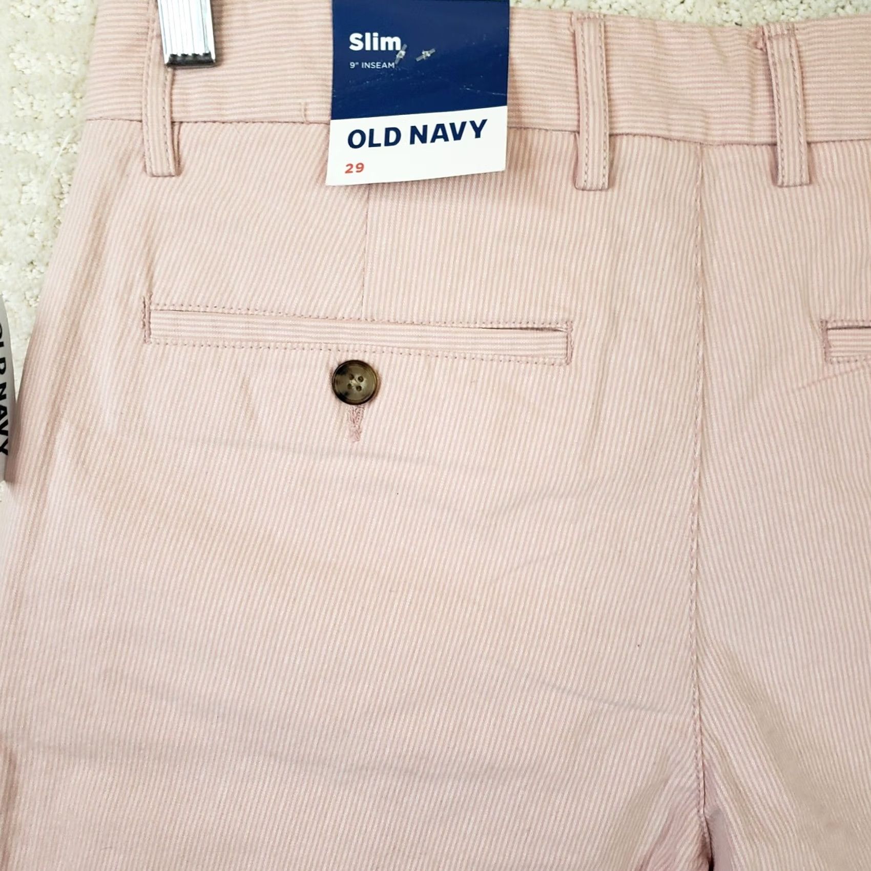 Old Navy Old Navy Pink Stripe Slim Fit Men's Chino Bermuda Shorts 29x9 Flat Front Casual Size US 29 - 6 Thumbnail