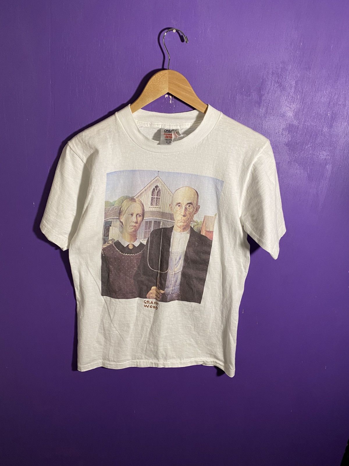 Vintage Vintage 90s Grant wood American gothic art tee Size US M / EU 48-50 / 2 - 1 Thumbnail