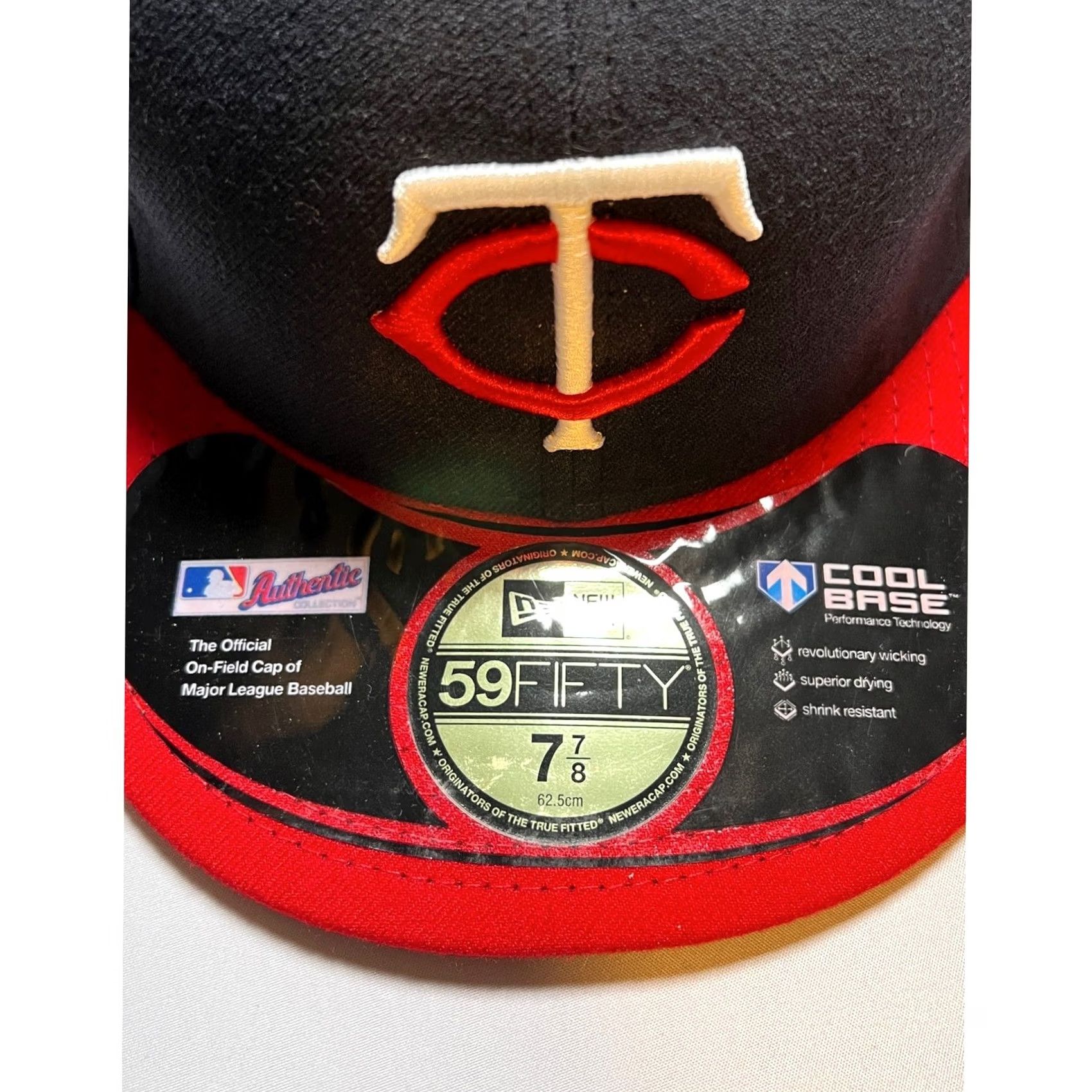 New Era New Era 59FIFTY Hat Mens 7 7/8 Navy Red Minnesota Twins MLB Fitted Cool Base Cap Size ONE SIZE - 2 Thumbnail