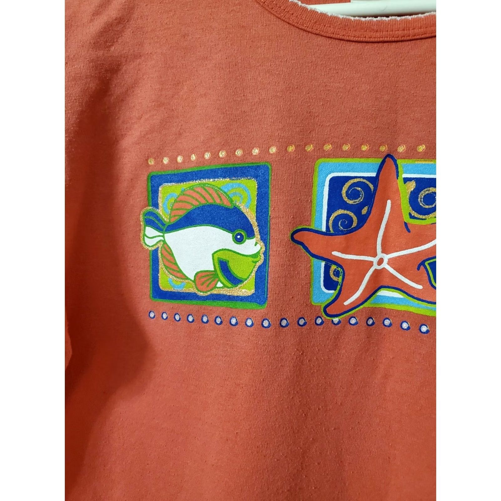 Vintage VINTAGE Bobbie Brooks Shirt Women Ocean 90s Graphic Print Orange Short Sleeve Round Neck Pullover Summer Casual Knit Cotton-Polyester Blend BB556 Size S / US 4 / IT 40 - 3 Thumbnail