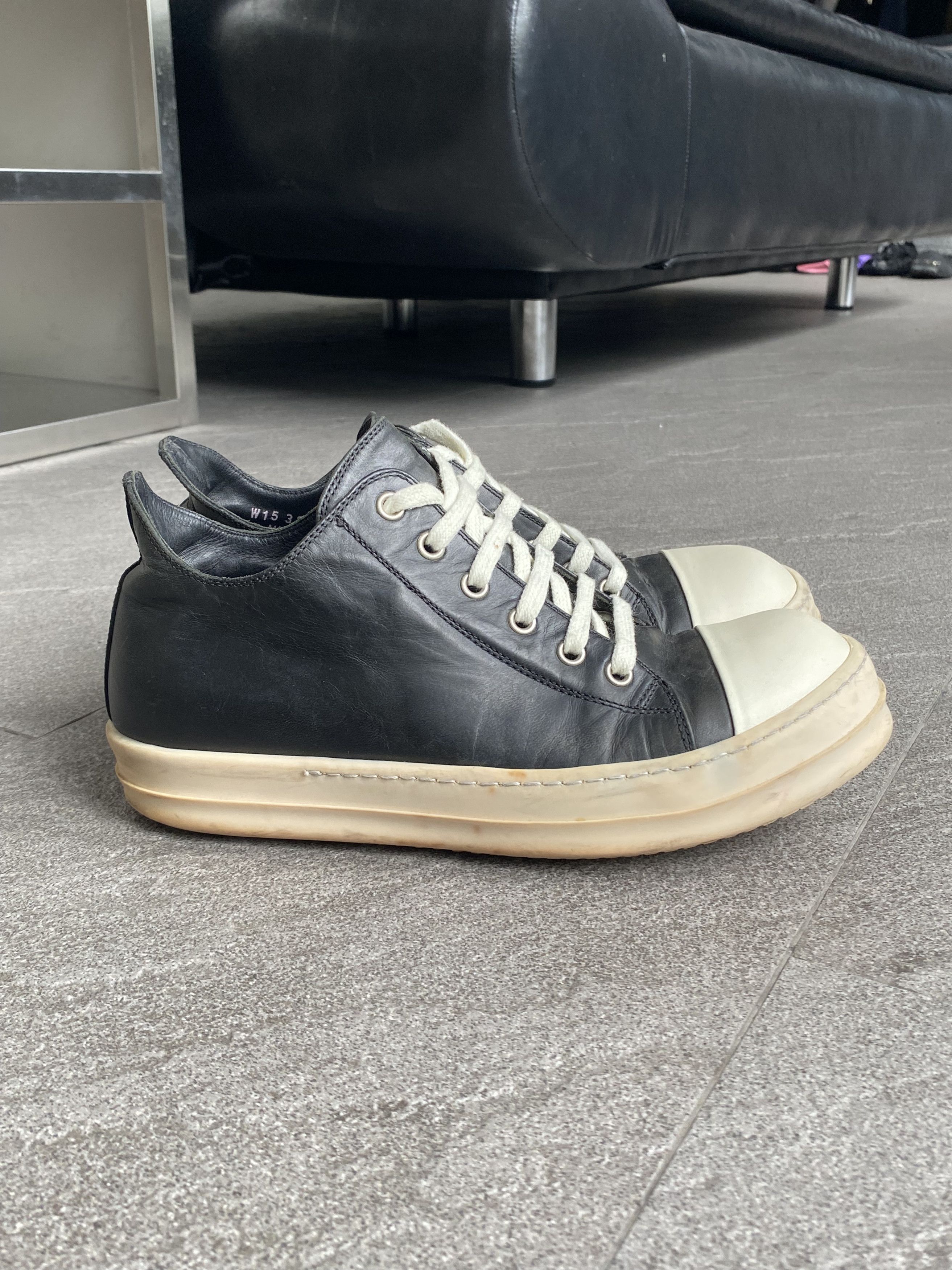 Rick Owens Rick Owens Low Sneaker Black Leather Milk Toe 39 Size US 6 / EU 39 - 1 Thumbnail