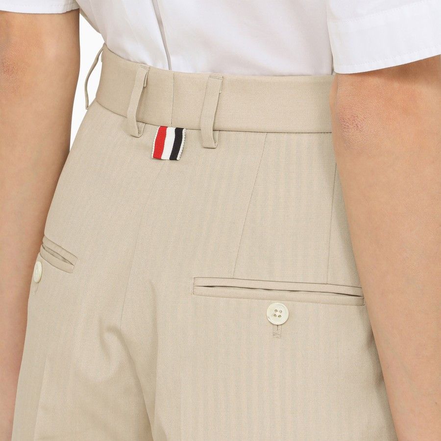 Thom Browne o1d2blof1024 High-Waisted Bermuda Shorts in Beige Size 27" / US 4 / IT 40 - 5 Thumbnail