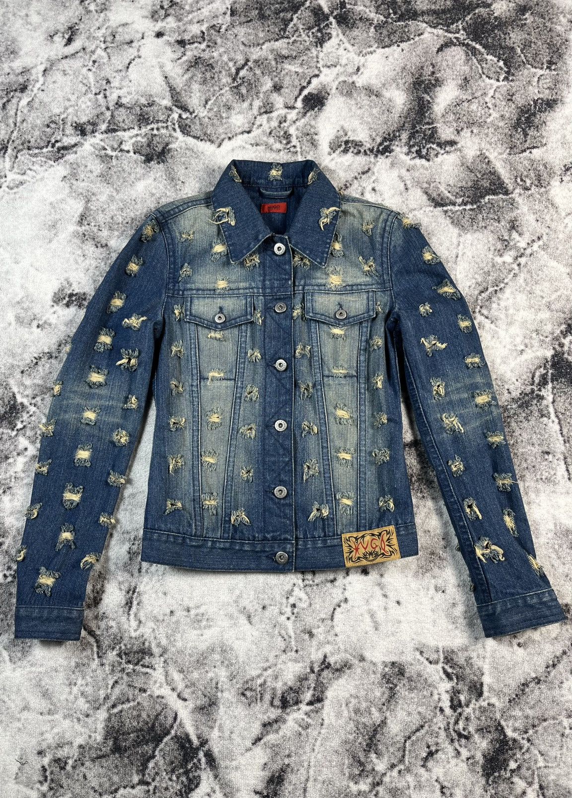 Hugo Boss Hugo Boss Distressed Denim Jacket Women S Blue Size S / US 4 / IT 40 - 1 Thumbnail