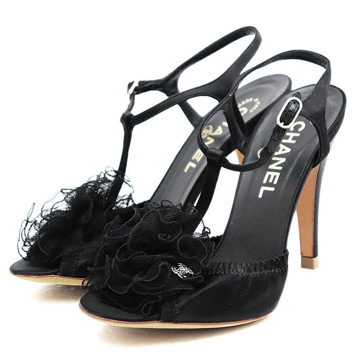 Chanel Chanel Chanel Silk Satin High Heel Sandals Leather Shoes DUTY FREE for USA Size ONE SIZE - 1 Thumbnail