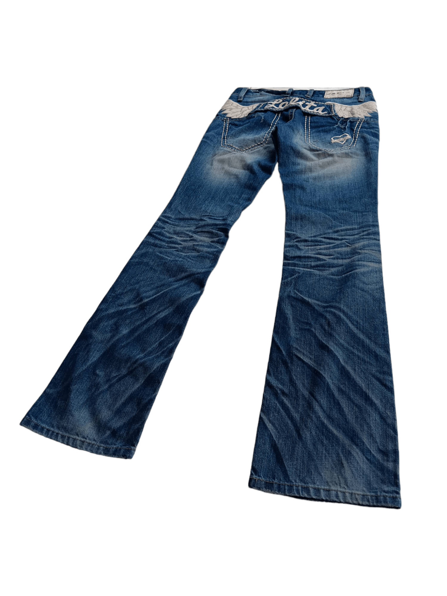 Japanese Brand YOSHITOMO NARA LOLITA WINGS EMBROIDERED BOOTCUT LOW RISE Size US 29 - 5 Thumbnail