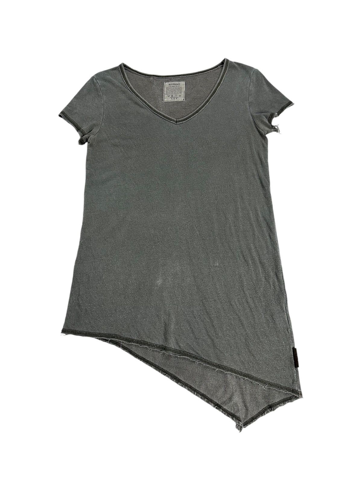 Japanese Brand GOA Faded Olive Asymmetric V neck Tshirt Size US S / EU 44-46 / 1 - 1 Thumbnail