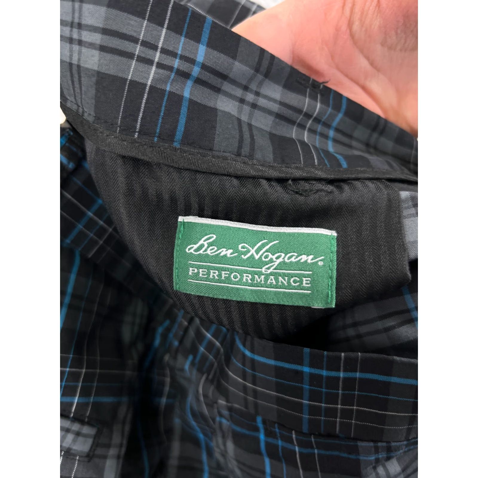 Hogan Ben Hogan Mens Blue Gray Plaid Shorts 34 Polyester Golf Sportswear Chino Casual Travel Workwear American Outdoor Golf Size US 34 / EU 50 - 3 Thumbnail