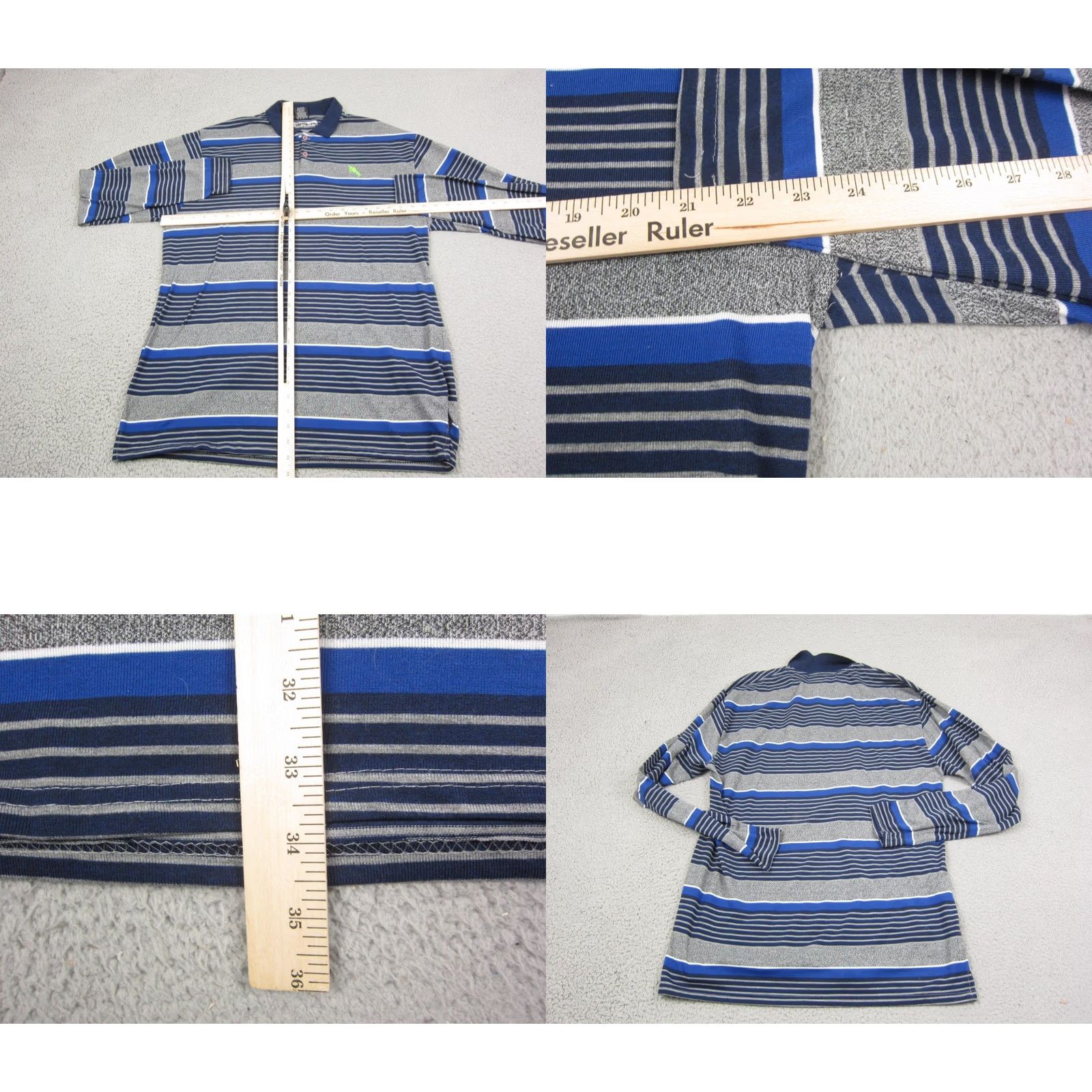 Vintage Lucky Horse Polo Shirt Mens XL 4X Striped Blue Golfing Long Sleeve Hard-wearing Casual Polo Shirt Size US XXL / EU 58 / 5 - 9 Thumbnail