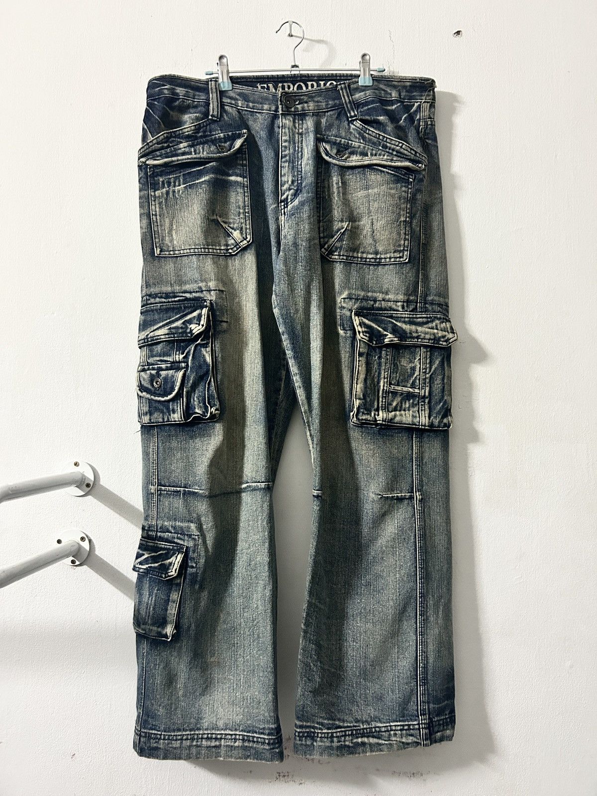 If Six Was Nine × Japanese Brand × Le Grande Bleu (L.G.B.) Emporio Cargo Multi Pocket Jeans Sick Acid Wash I6w9 Design Size US 37 - 1 Thumbnail