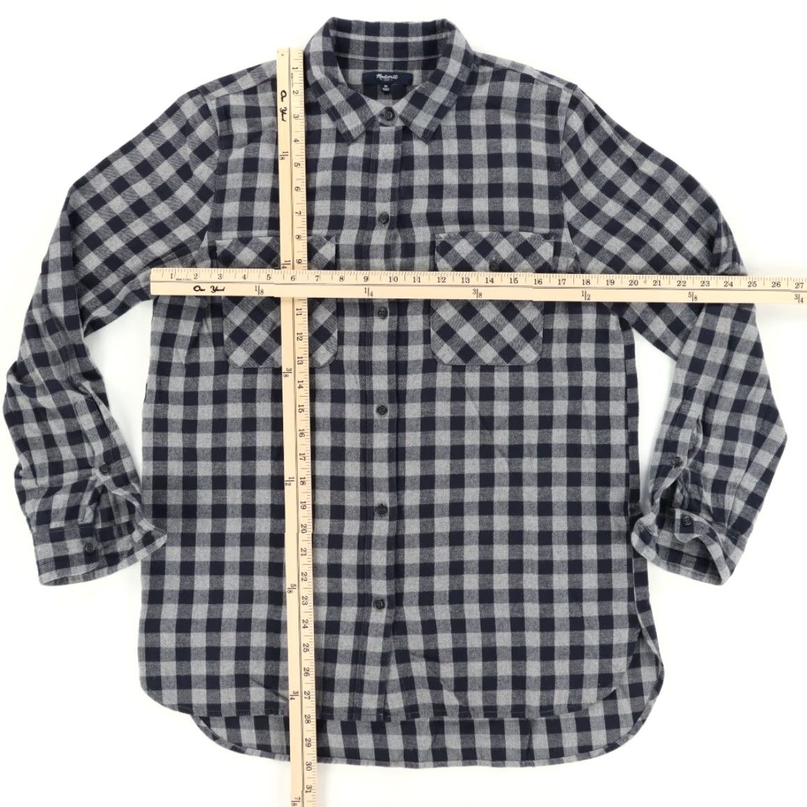 Madewell Madewell Navy Blue Plaid Long Sleeve Button Up Shirt Women's M Shirt Size M / US 6-8 / IT 42-44 - 3 Thumbnail