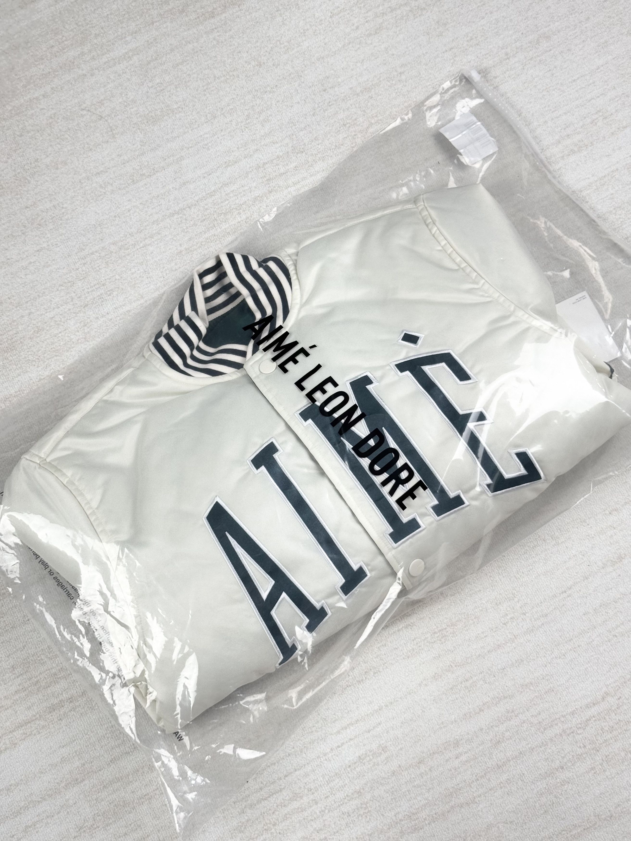 Aime Leon Dore UNWORN* ALD Reversible Satin Varsity Jacket Cream/Green Size US M / EU 48-50 / 2 - 12 Thumbnail