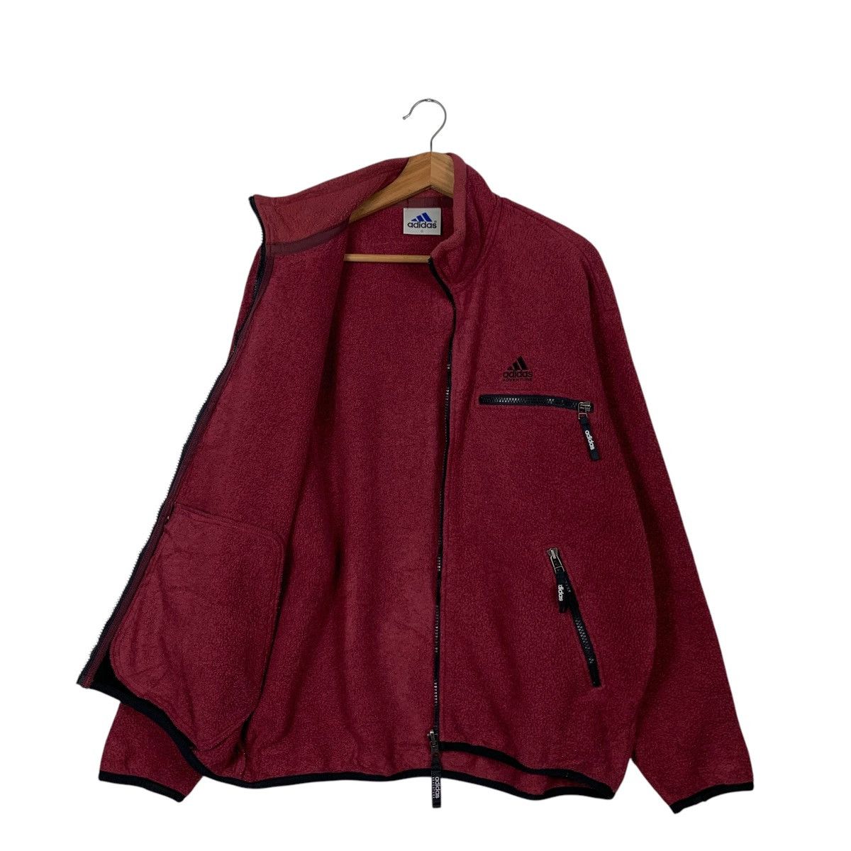 Adidas 90’s ADIDAS Embroidery Logo Maroon Fleece Jacket #2091-C91 Size US L / EU 52-54 / 3 - 9 Thumbnail