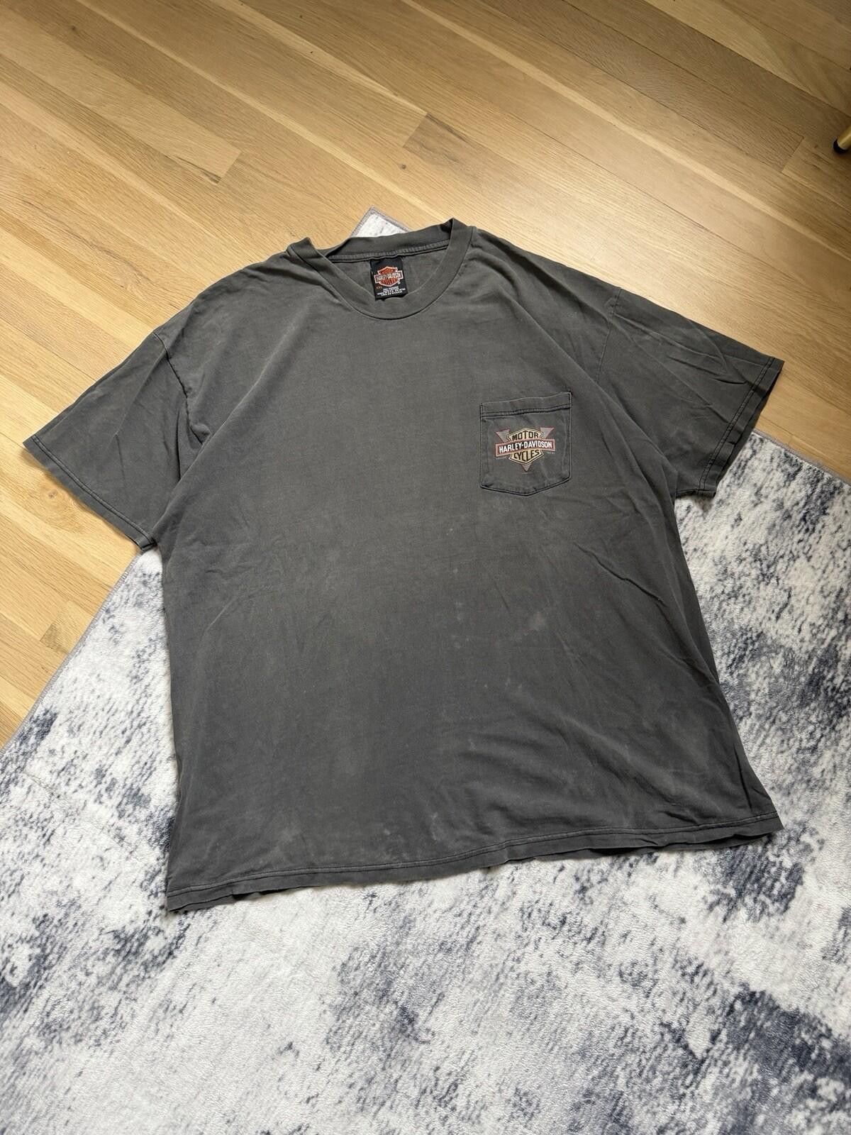 Harley Davidson 90s Faded Harley Davidson Hog Pocket T-Shirt Size 2XL Size US XXL / EU 58 / 5 - 2 Thumbnail