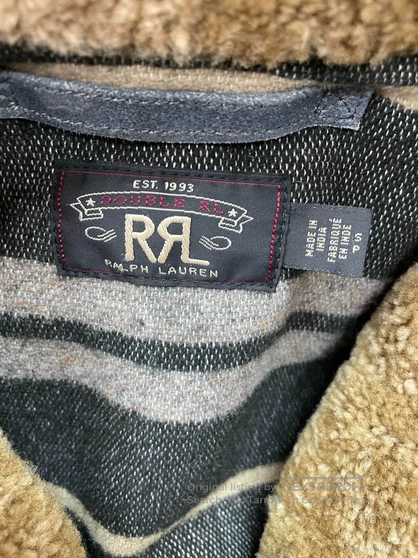 RRL Ralph Lauren shearling-collar indigo suede jacket. Size US S / EU 44-46 / 1 - 3 Thumbnail