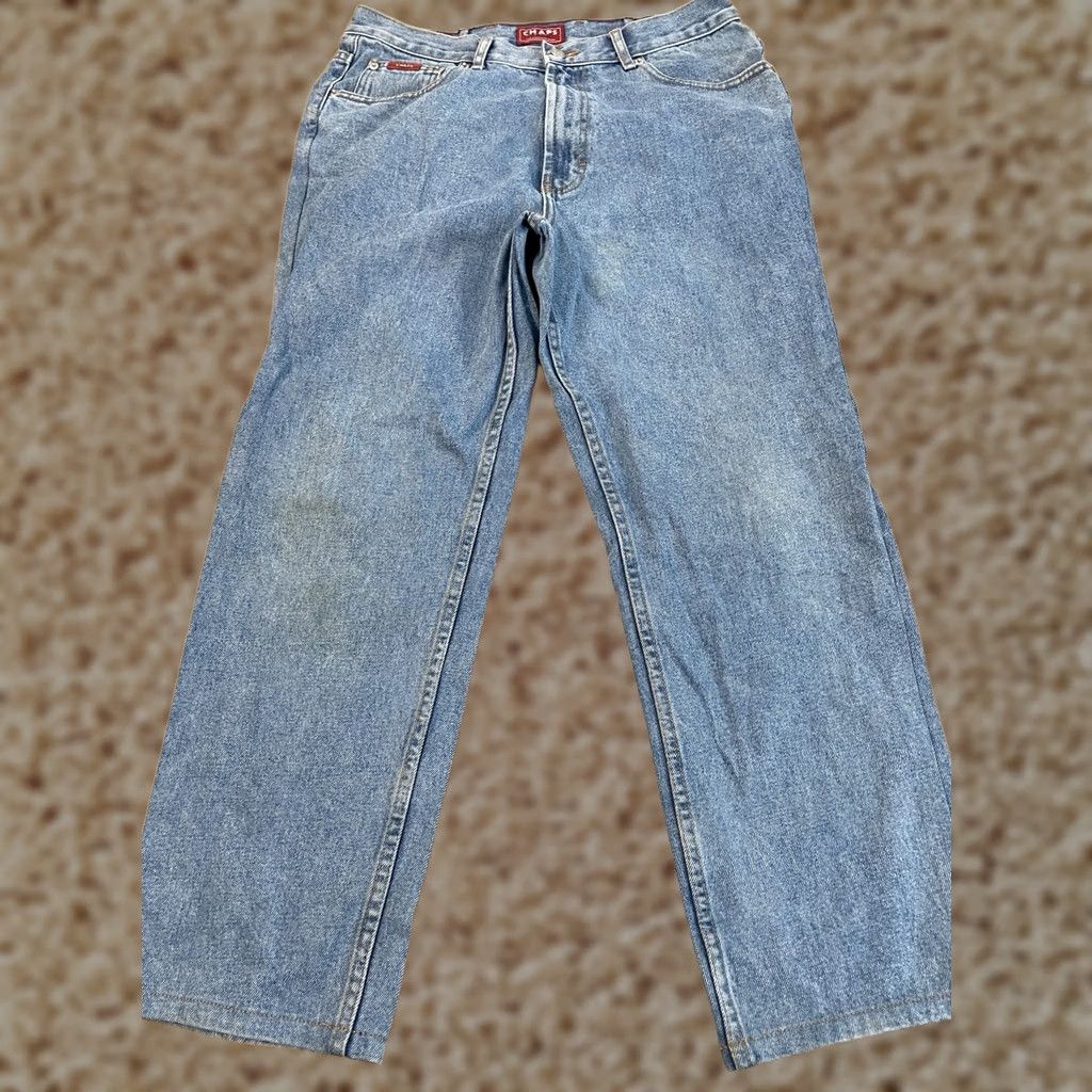 Chaps Chaps Jeans Shirt? 33 x 26 Blue Straight Fit Denim Pockets Mens Adult 90s Hip Hop Retro USA 5-Pocket Style Regular Size US 33 - 1 Thumbnail