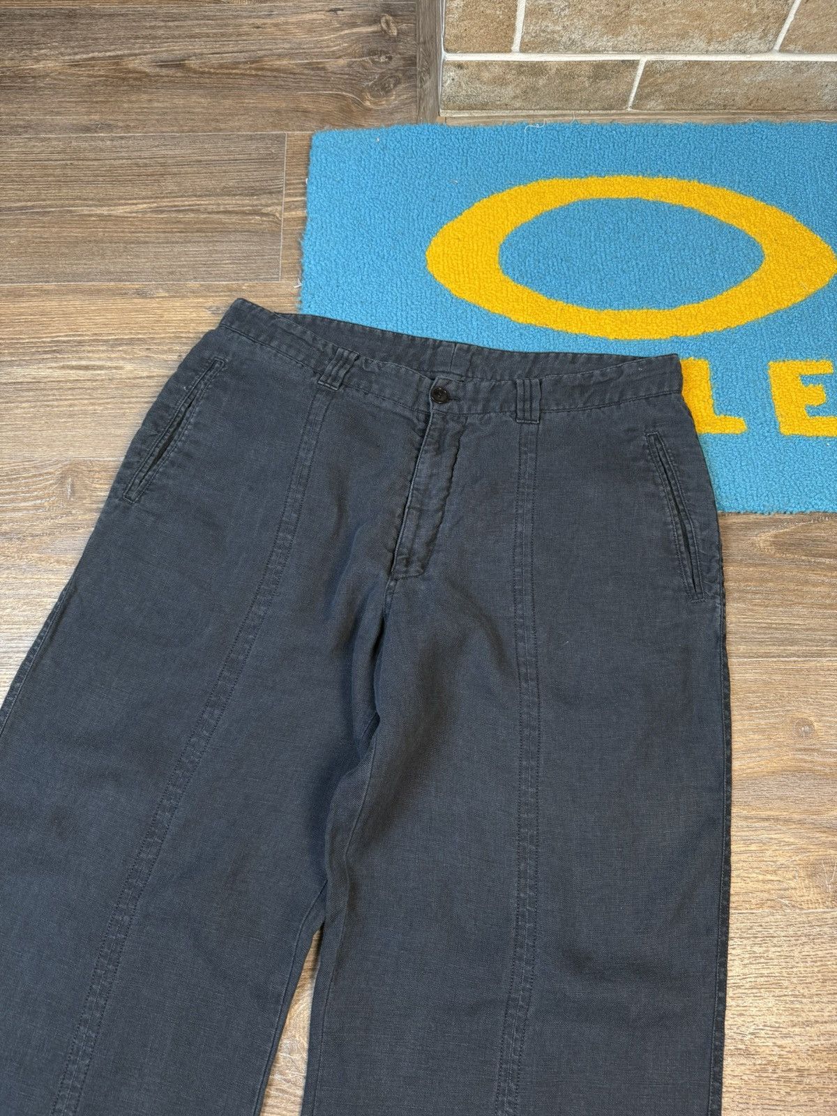 Armani Collezioni × Vintage Vintage Armani Collezioni Blue Wide Linen Pant Size US 33 - 6 Thumbnail