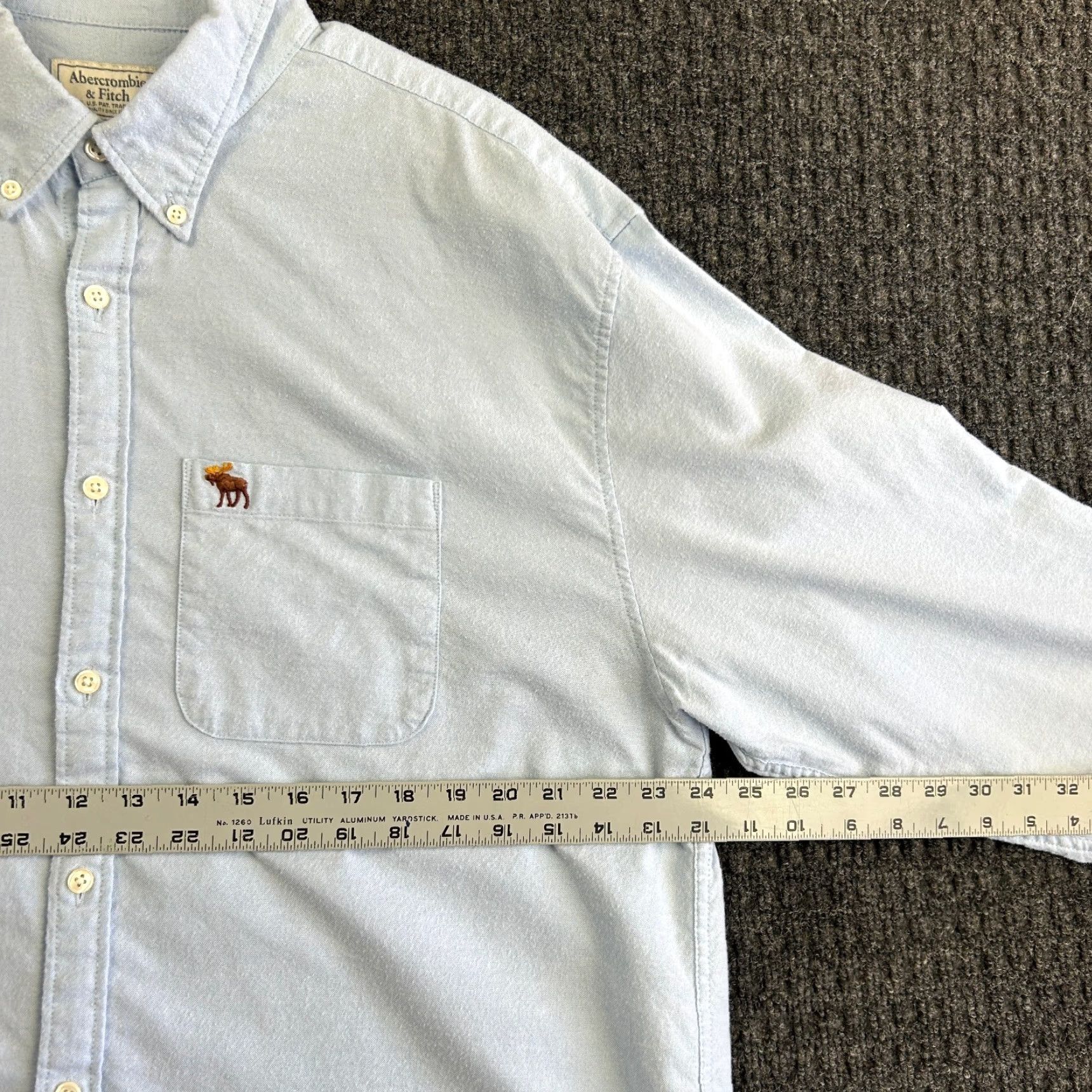 Abercrombie & Fitch VINTAGE Abercrombie & Fitch Solid Button Shirt Mens Long Sleeve XL Blue Flesh Moose Icon Size US XL / EU 56 / 4 - 6 Thumbnail