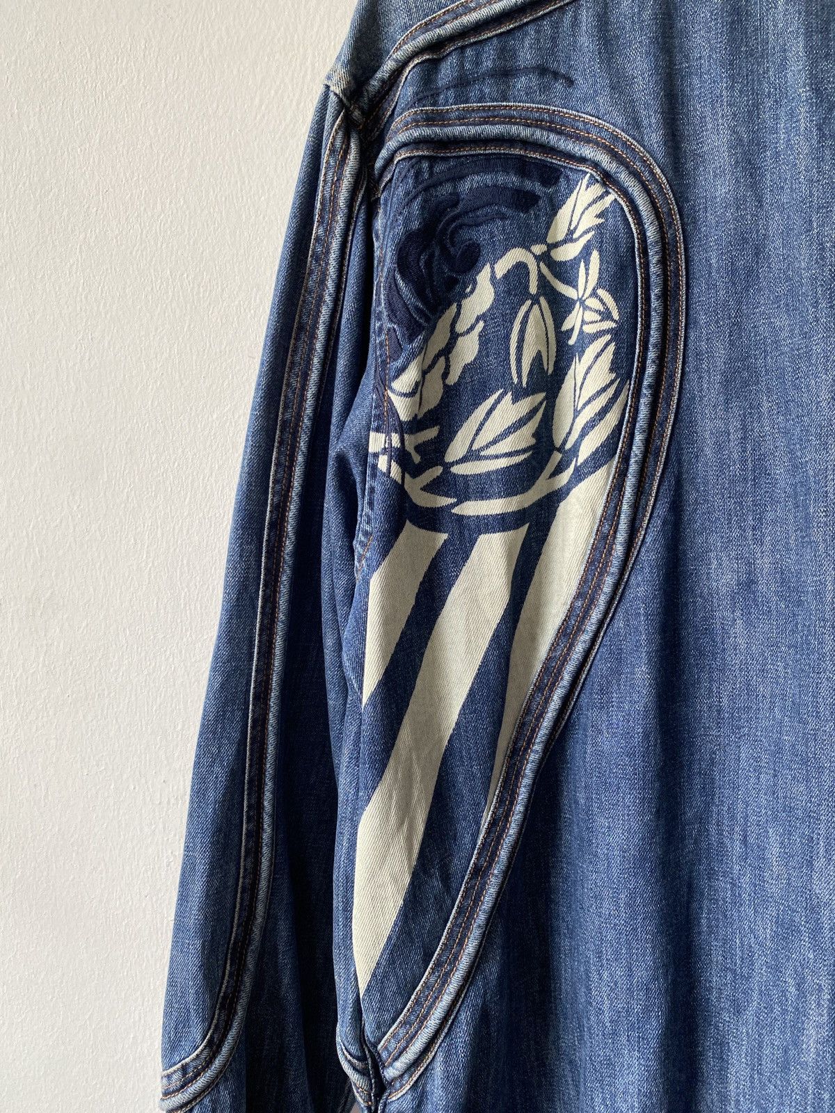 Marithe + Francois Girbaud Marithe Francois Girbaud Tribal Tattoo Denim Bomber Jacket Size US XL / EU 56 / 4 - 14 Thumbnail