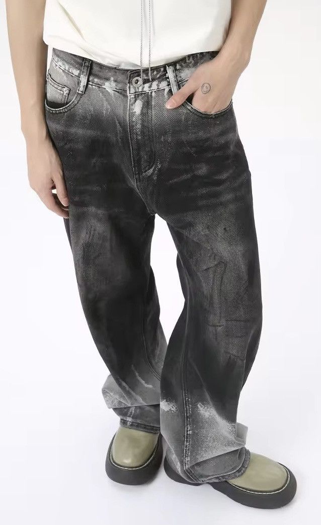 Designer × Vintage Streetwear Gradient Design Loose Straight Washed Jeans Size US 28 / EU 44 - 6 Thumbnail