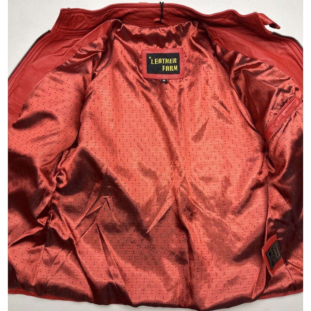 Other Leather Farm Womens Red Slim Motorcycle Jacket Genuine Leath Size M / US 6-8 / IT 42-44 - 8 Thumbnail