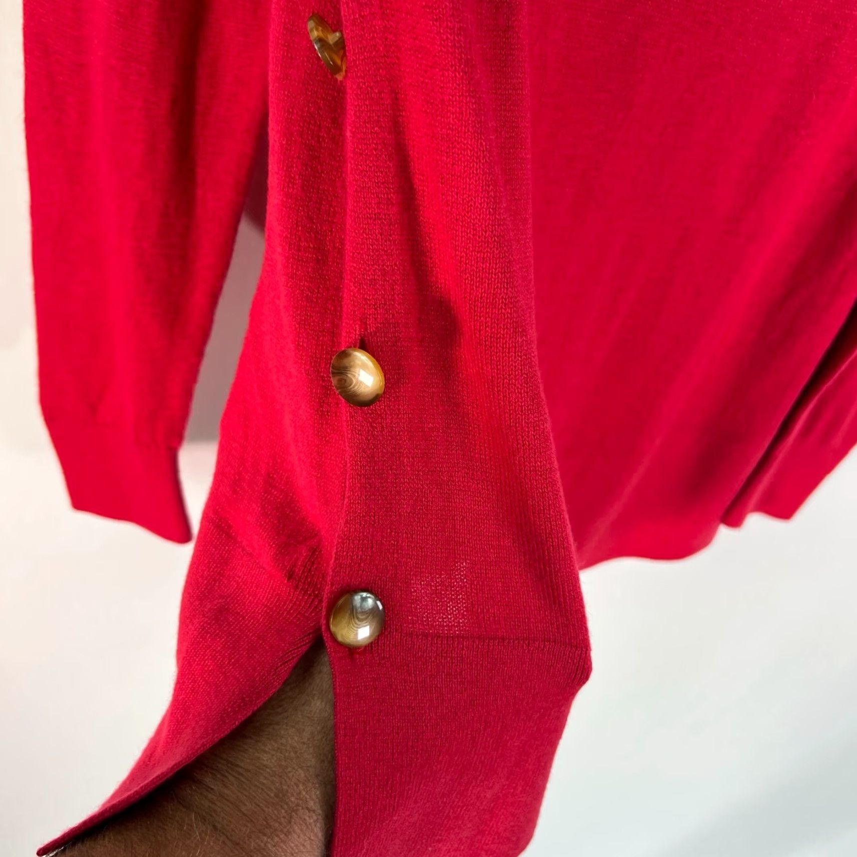 Loft LOFT Knit Sweater Women's Size M Red Long Sleeve with Side Button Accents Size M / US 6-8 / IT 42-44 - 3 Thumbnail