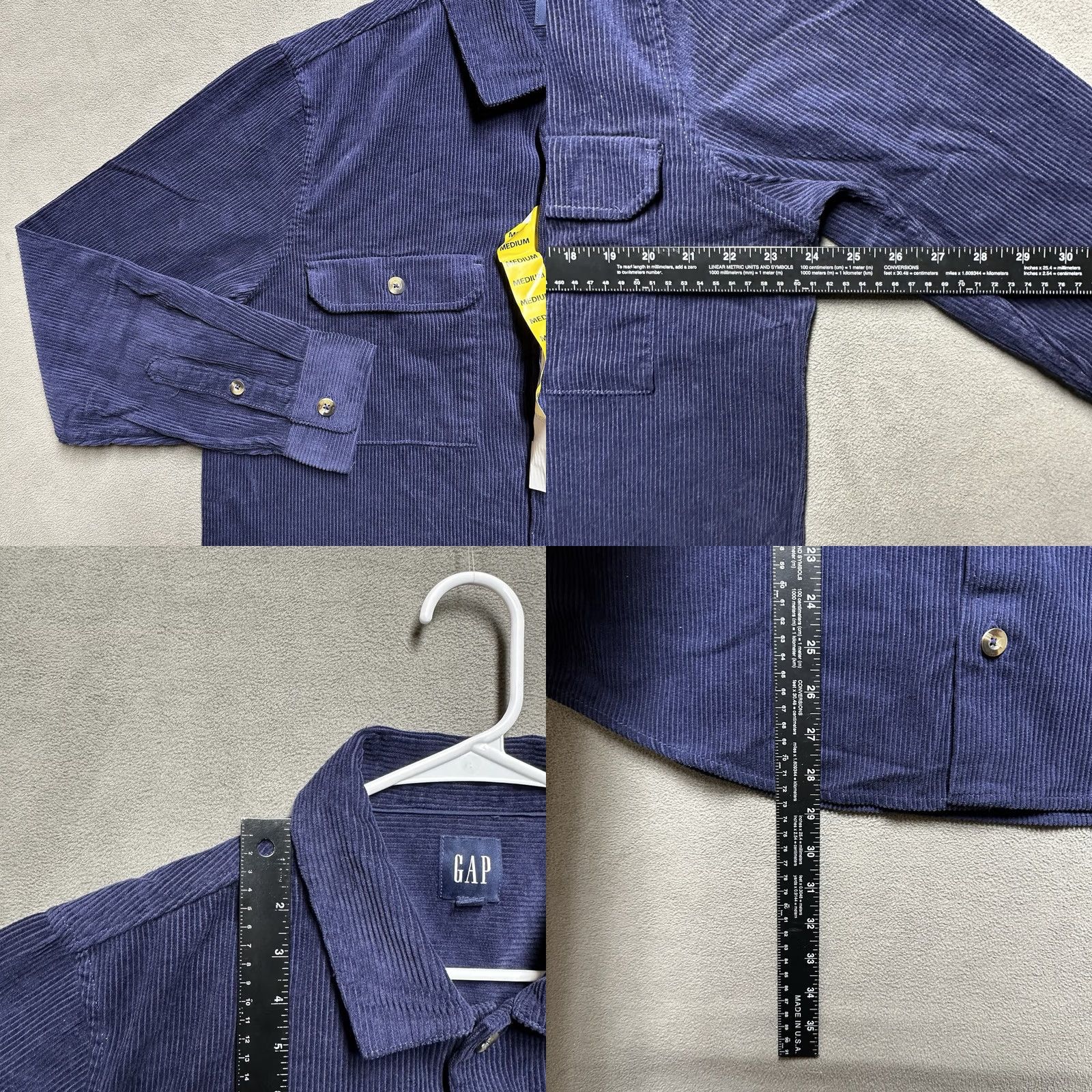 Gap NWT GAP Shirt Mens Medium Navy Blue Button Up Corduroy Long Sleeve MSRP 0 Size US M / EU 48-50 / 2 - 8 Thumbnail