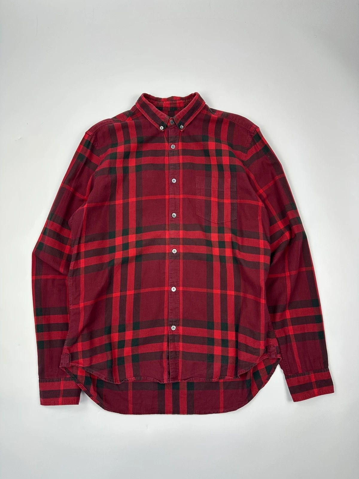 Burberry Burberry 00’s Red & Black Checkered Tartan Longsleeves Shirt Size US L / EU 52-54 / 3 - 1 Thumbnail