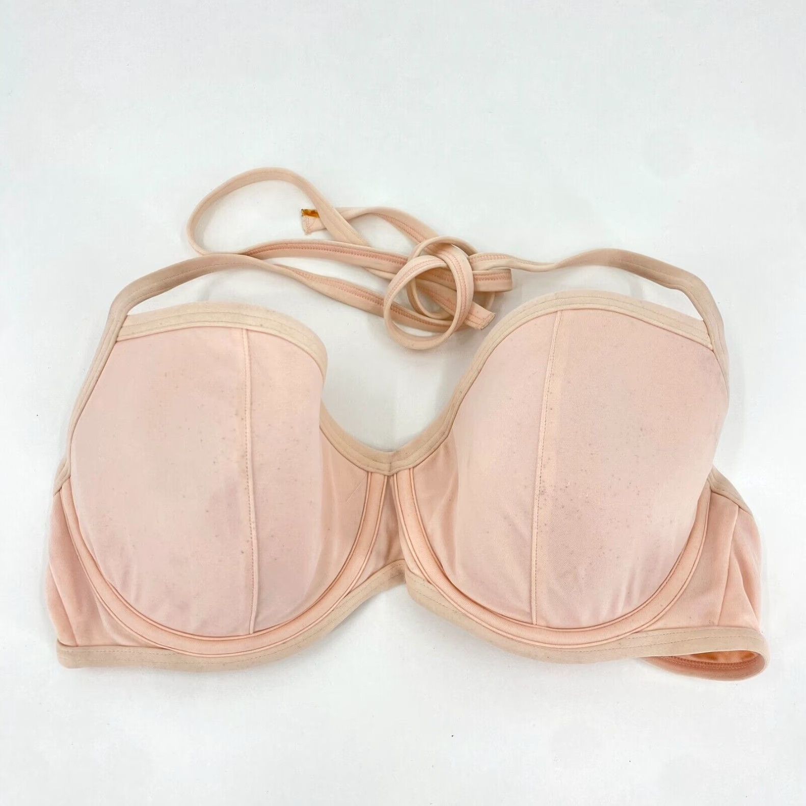 Victorias Secret Bikini Top Womens 36D Extra Large Pink Strappy Tie (Size XS)