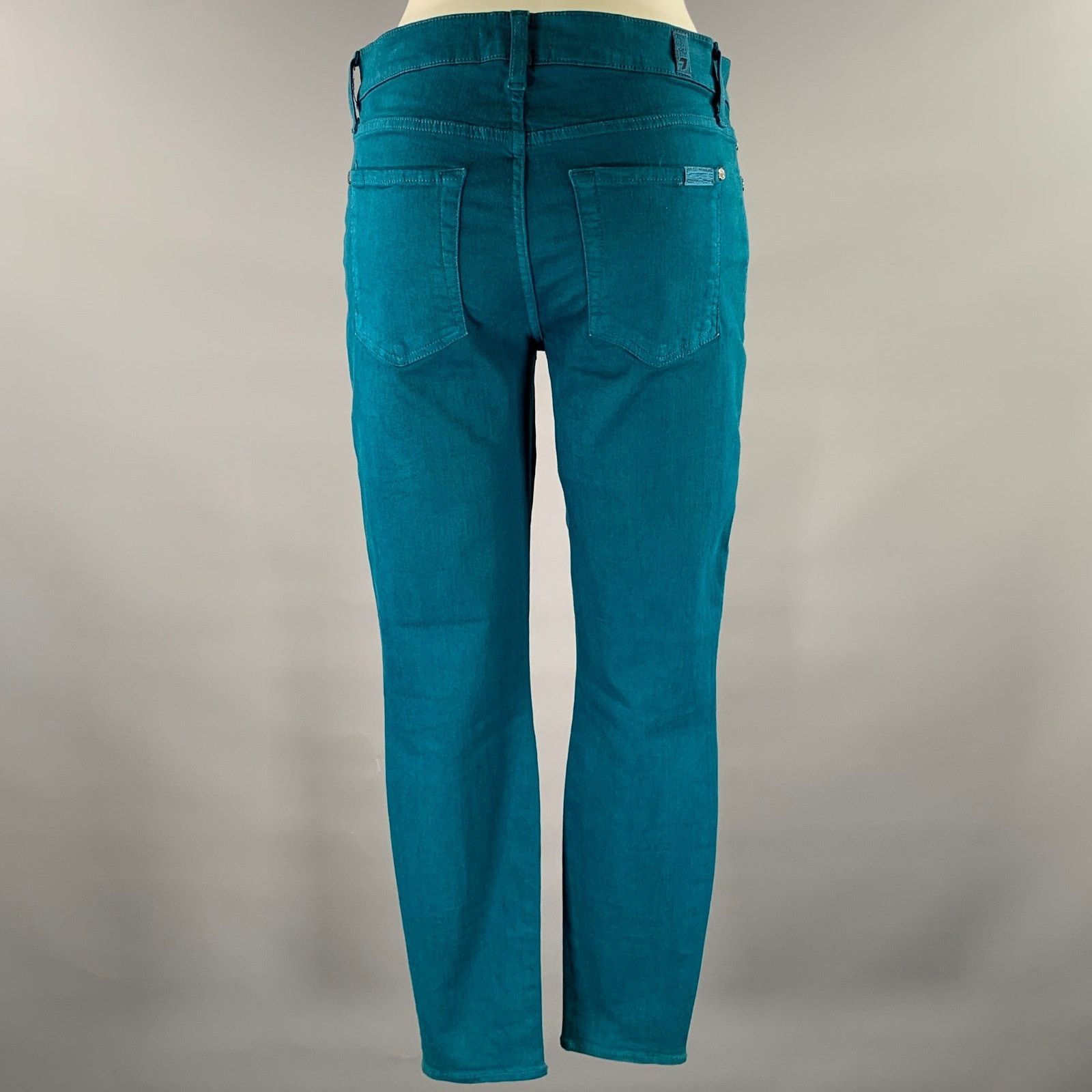 7 For All Mankind FOR ALL 7 MANKIND Size 30 Teal Cotton Denim Slim Pants Size US 30 / EU 46 - 3 Thumbnail