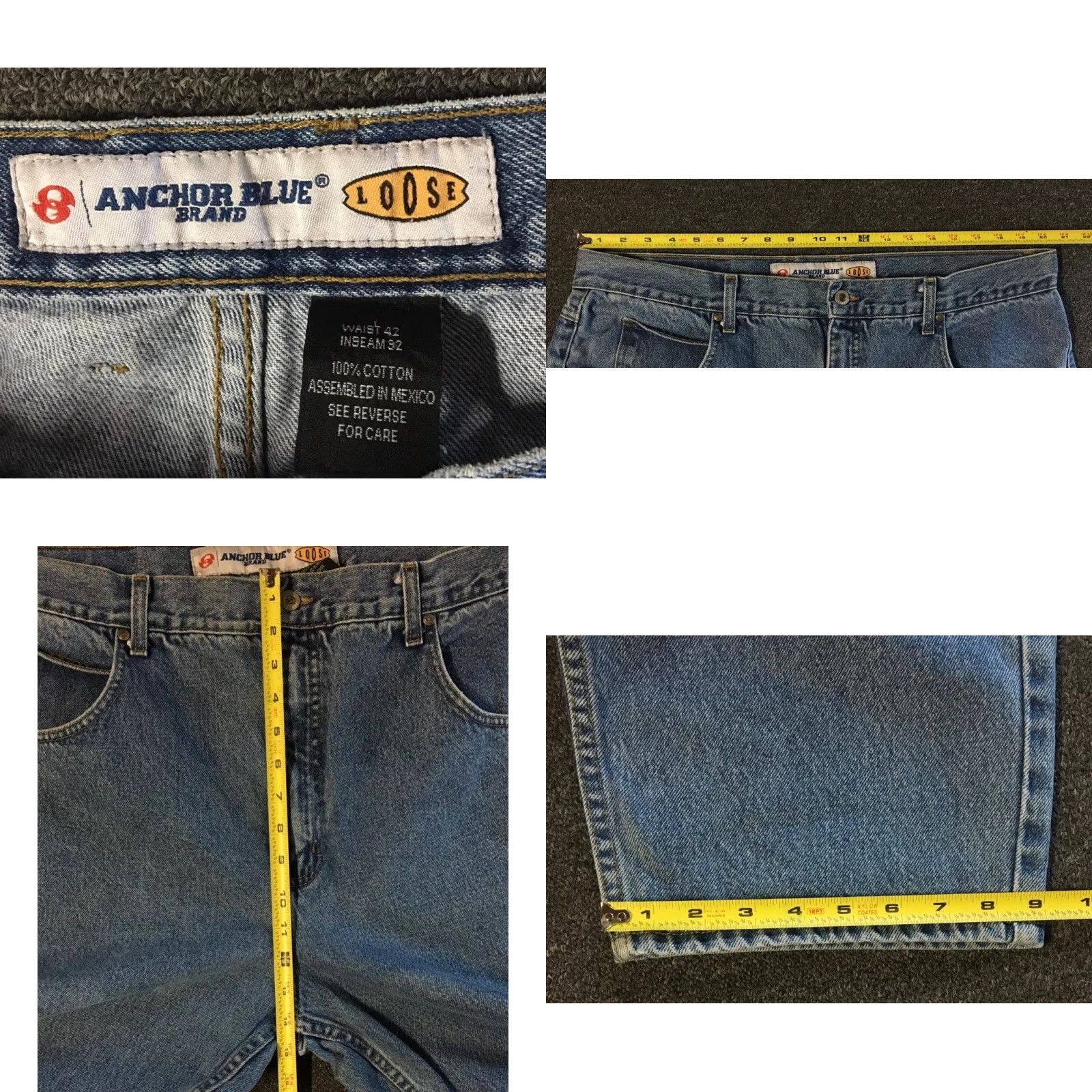 JNCO VINTAGE Anchor Blue Jeans Baggy 90s Grunge Skater Distressed Wide Leg 42 Blue Denim Men Jeans 32in Inseam Size US 42 / EU 58 - 8 Thumbnail