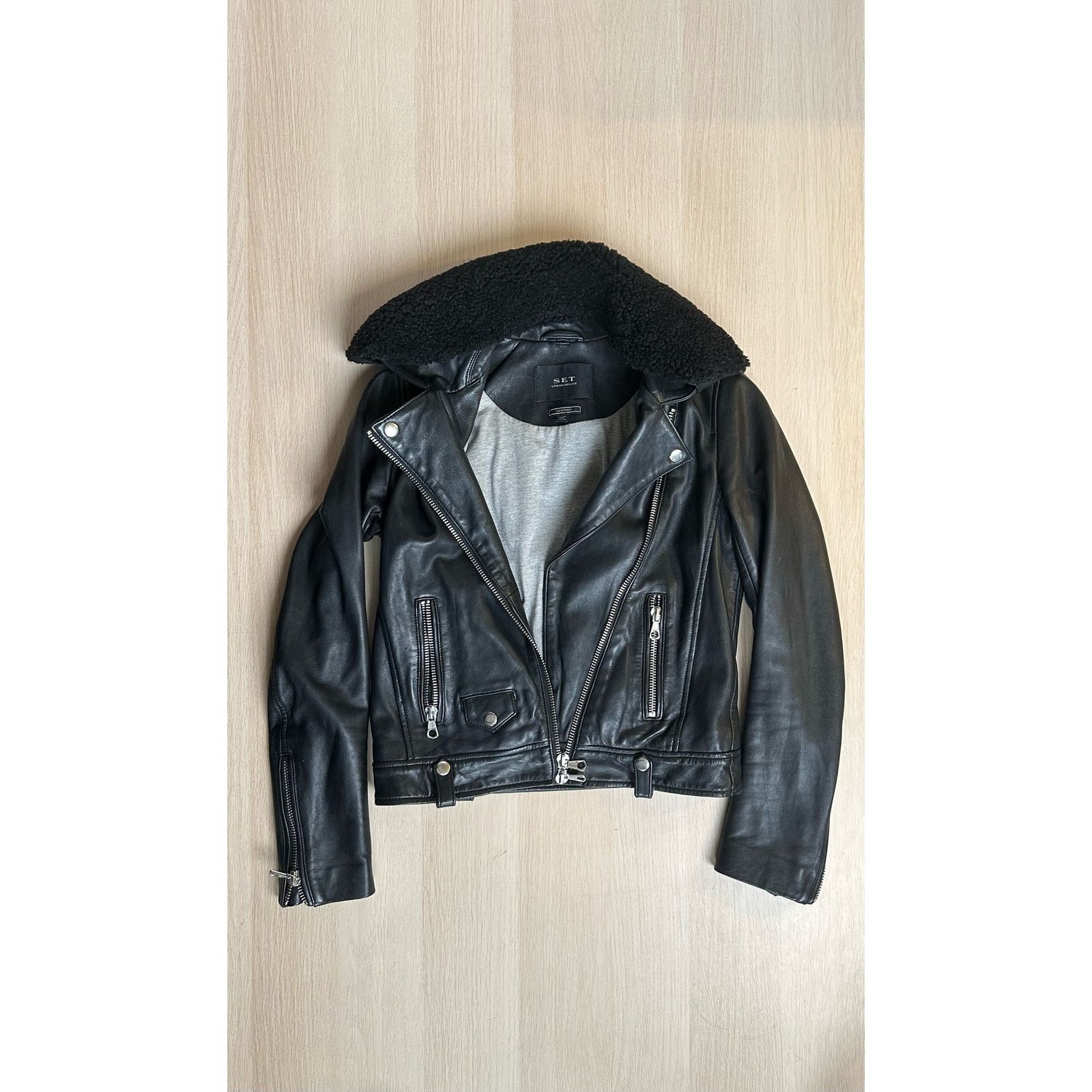 Other Vintage Black Leather Moto Jacket w/ Collar - Size 0 - MINT Size XS / US 0-2 / IT 36-38 - 1 Thumbnail