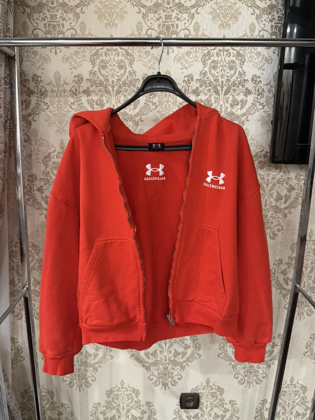 Balenciaga Under Armour zip hoodie red