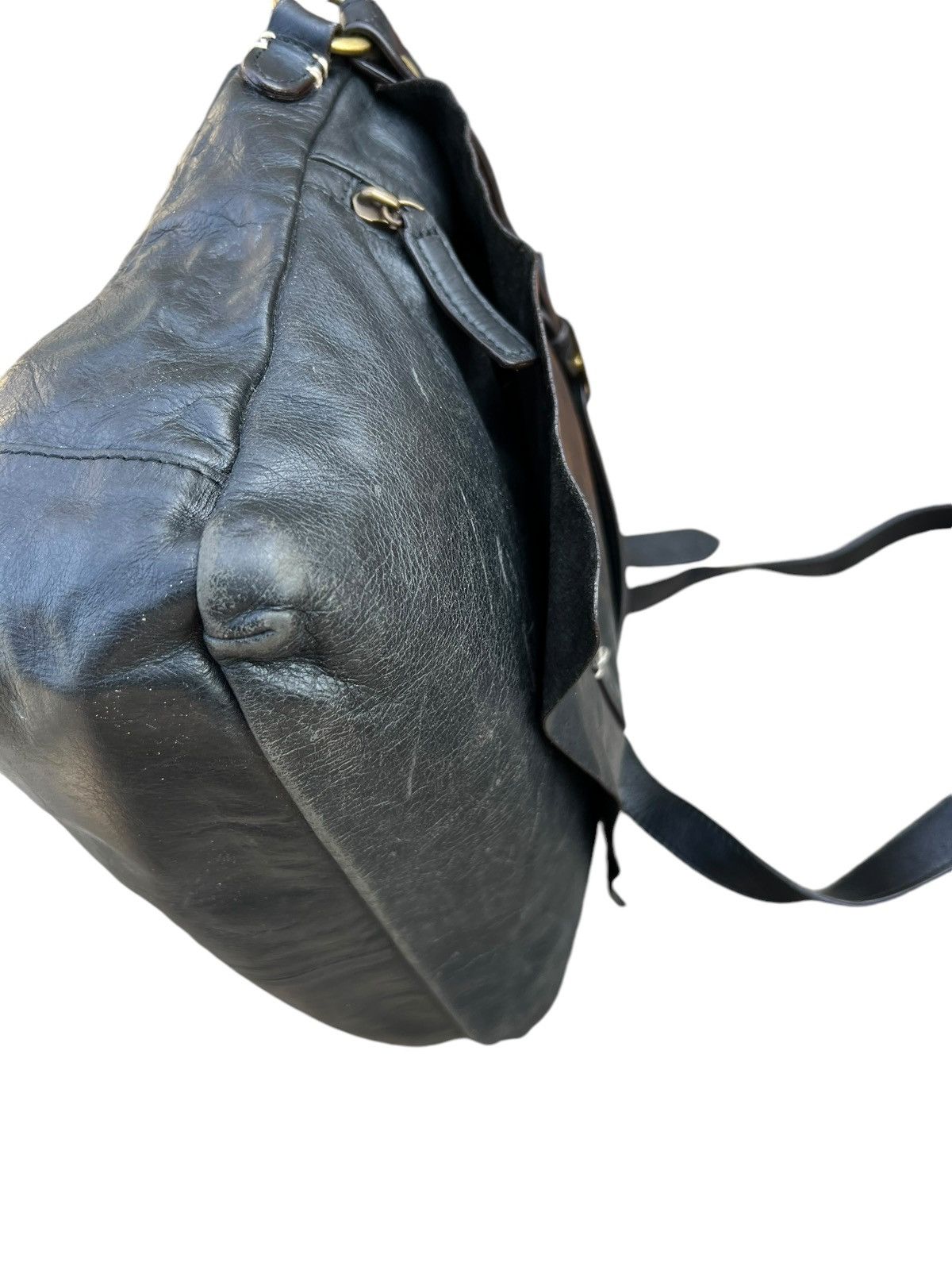 Leather Vintage L.P.P. Japan Patina Black Leather Messenger Bag Size ONE SIZE - 16 Thumbnail
