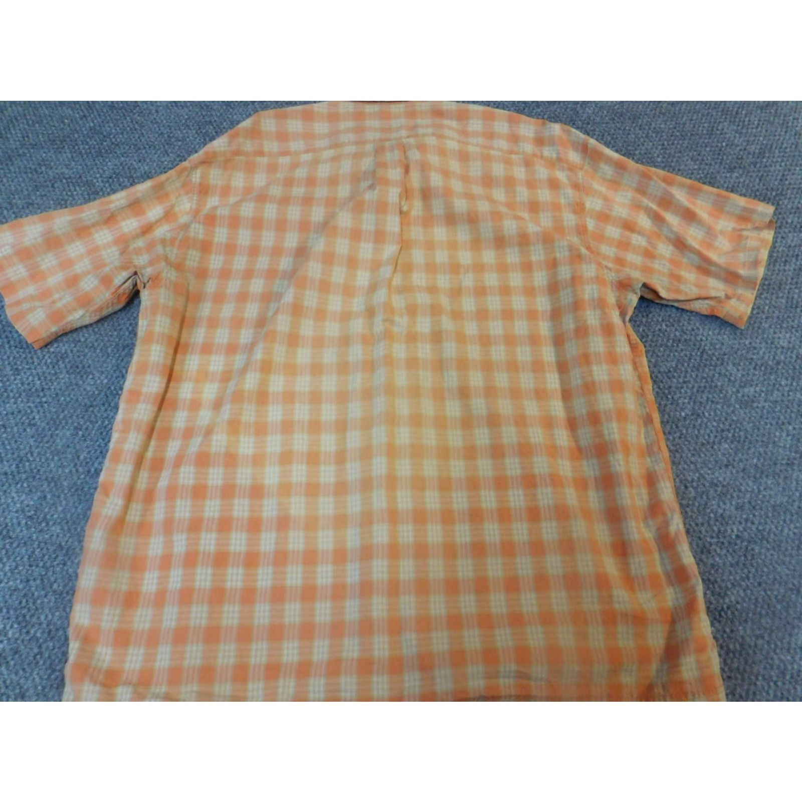 Izod IZOD Shirt XL Plaid Button-Up Mens Regular Collar Down Short Sleeve Orange Cotton Knit Classic Size US XL / EU 56 / 4 - 6 Thumbnail