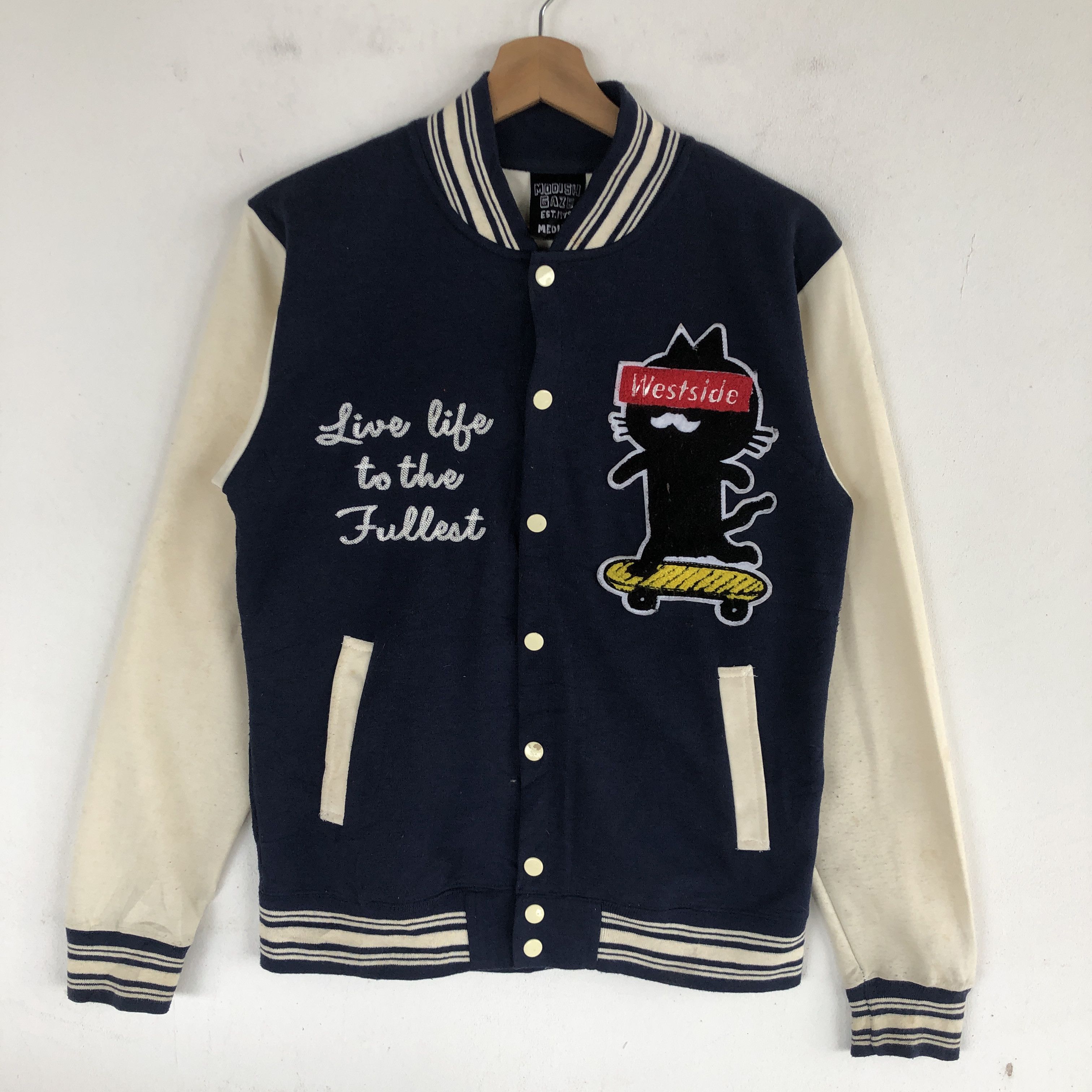 Japanese Brand × Vintage Vintage Modish Gaze Varsity Sweater Japanese Sweatshirt Size XS / US 0-2 / IT 36-38 - 2 Thumbnail