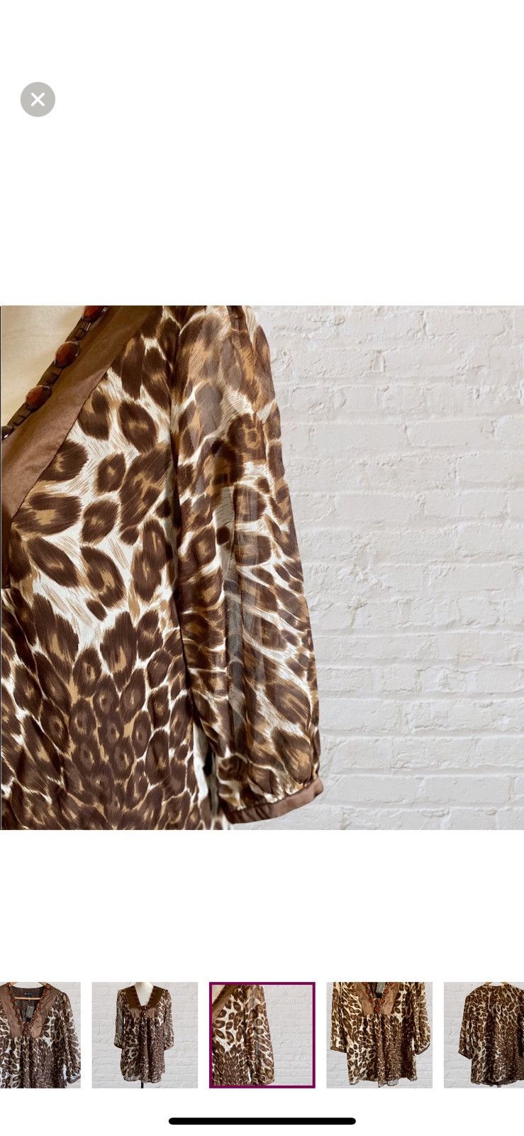 I.N.C INC INTERNATIONAL SILK LEOPARD EMBELLISHED BEADED TOP Size XS / US 0-2 / IT 36-38 - 6 Thumbnail