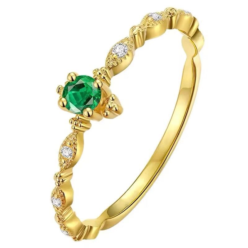 One Piece Simple Green Zircon Tail Ring (size 5-8) Size ONE SIZE - 4 Thumbnail