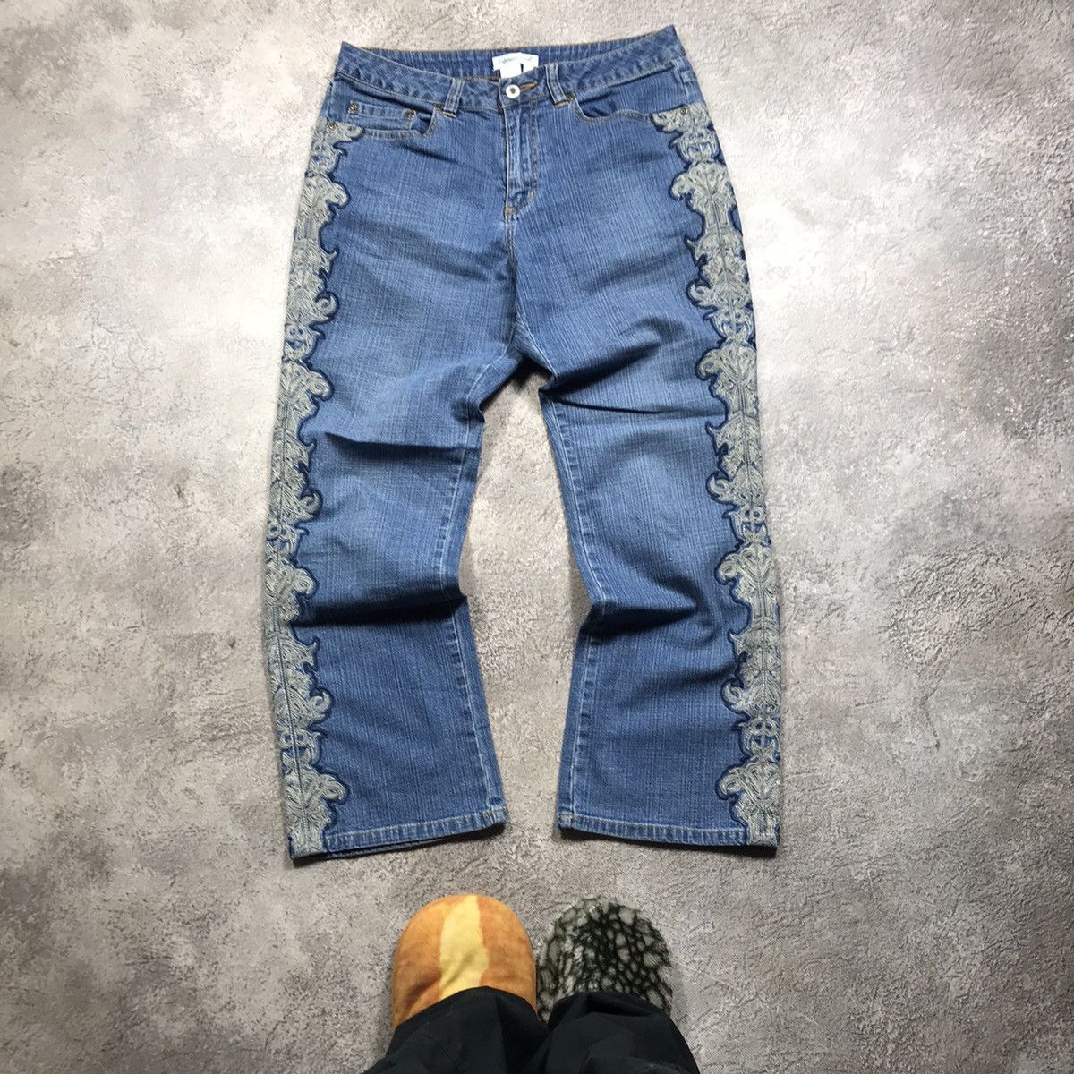 Vintage Y2K Distressed Flared Baggy Jeans Grunge Skate Graphic 32 Size 32" / US 10 / IT 46 - 2 Thumbnail