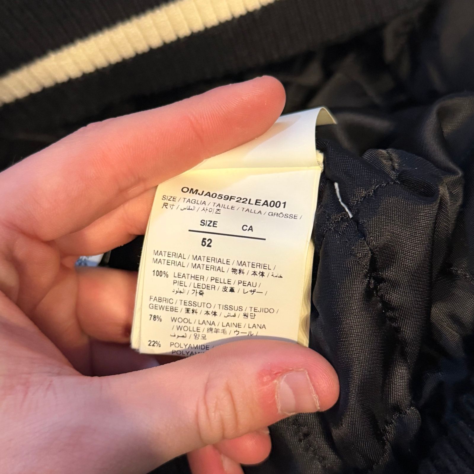 Off-White Off-White C/O Virgil Abloh Graphics Leather Varsity Jacket Size US L / EU 52-54 / 3 - 7 Thumbnail