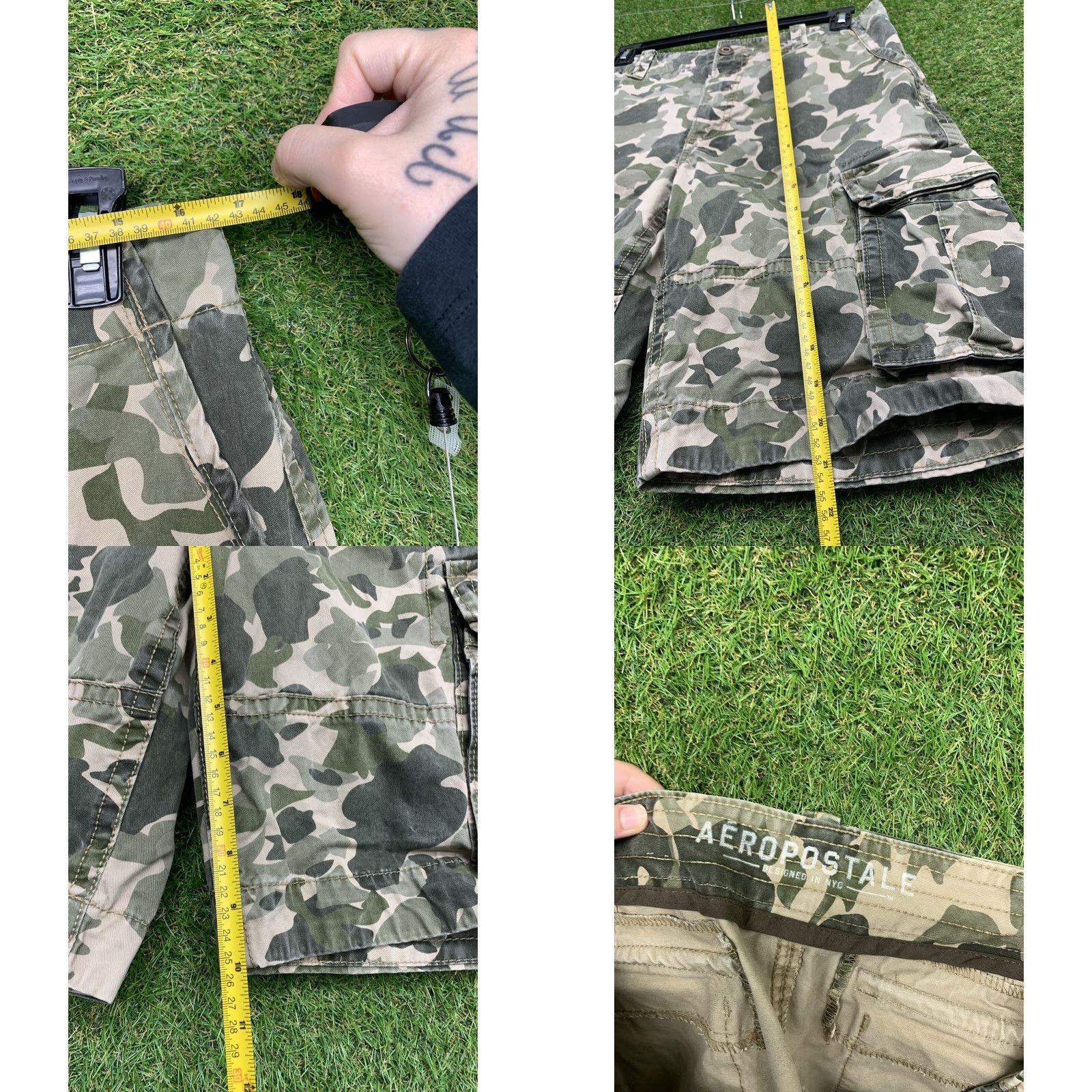 Vintage Aeropostale Cargo Shorts Mens 32 Army Green Camo Y2K Skater Grunge 90s Size US 32 / EU 48 - 8 Thumbnail