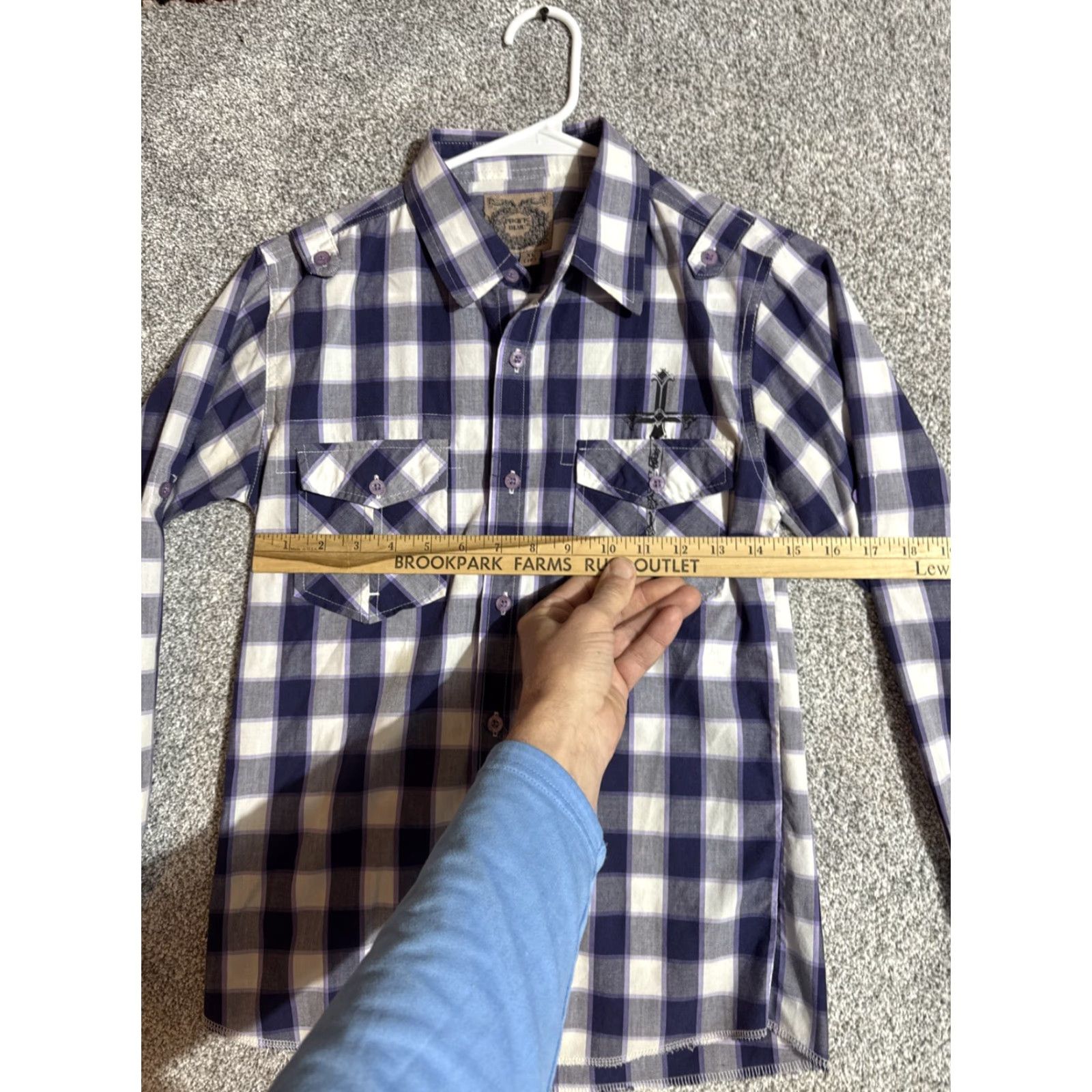 Vintage Pacific Blue Shirt Womens XL Purple Western Plaid Rocker Tattoo Punk Y2K Look Button Up Size XL / US 12-14 / IT 48-50 - 3 Thumbnail