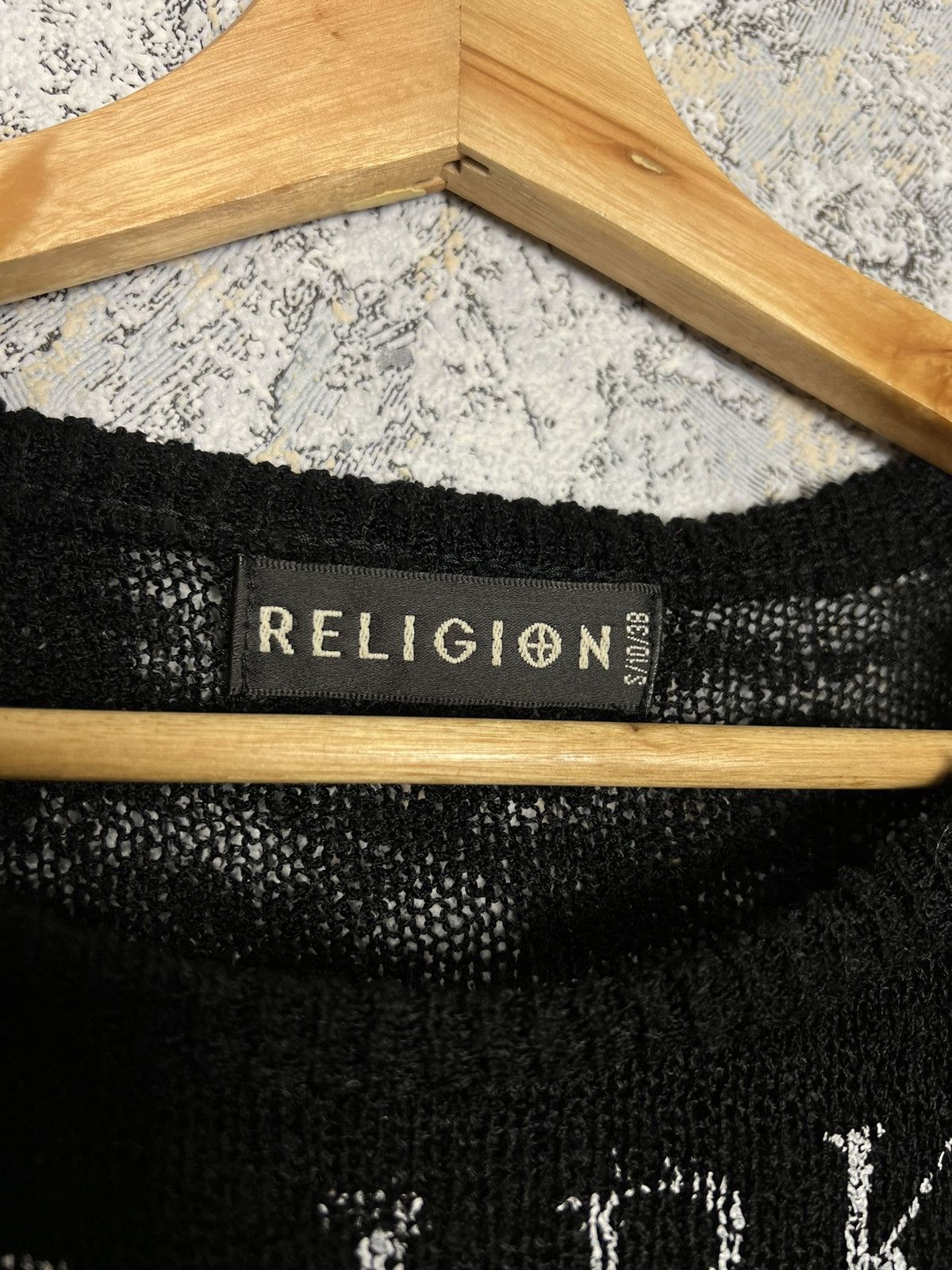 Vintage Religion Women’s Mesh Sweater Dark Day Logo Size 10 Blouse Size M / US 6-8 / IT 42-44 - 4 Thumbnail